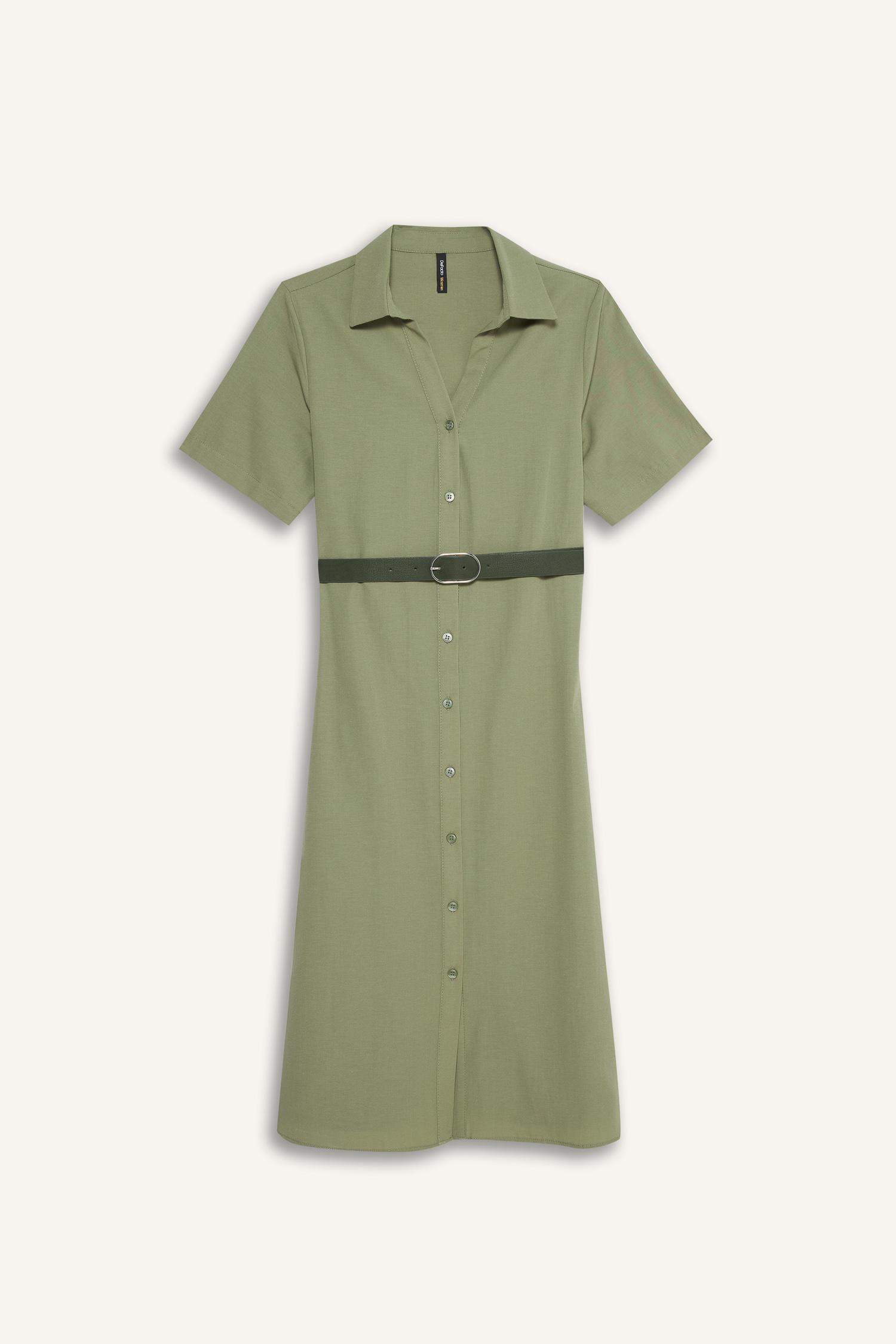Gömlek Yaka Poplin Kısa Kollu Elbise