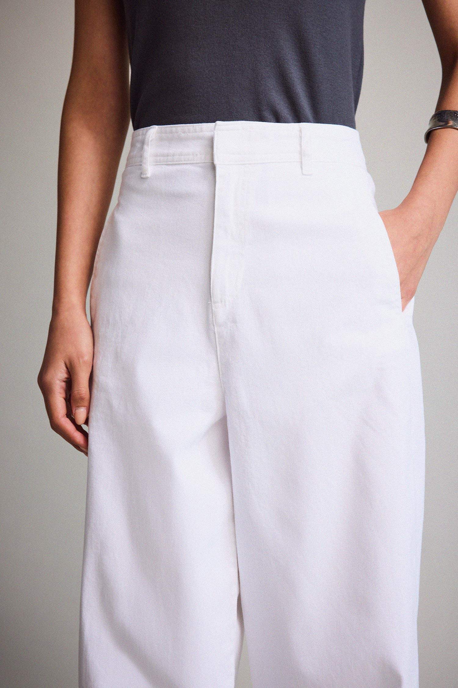 Barrel Fit Çift Cepli Yüksek Bel Düz Paça Gabardin Pantolon