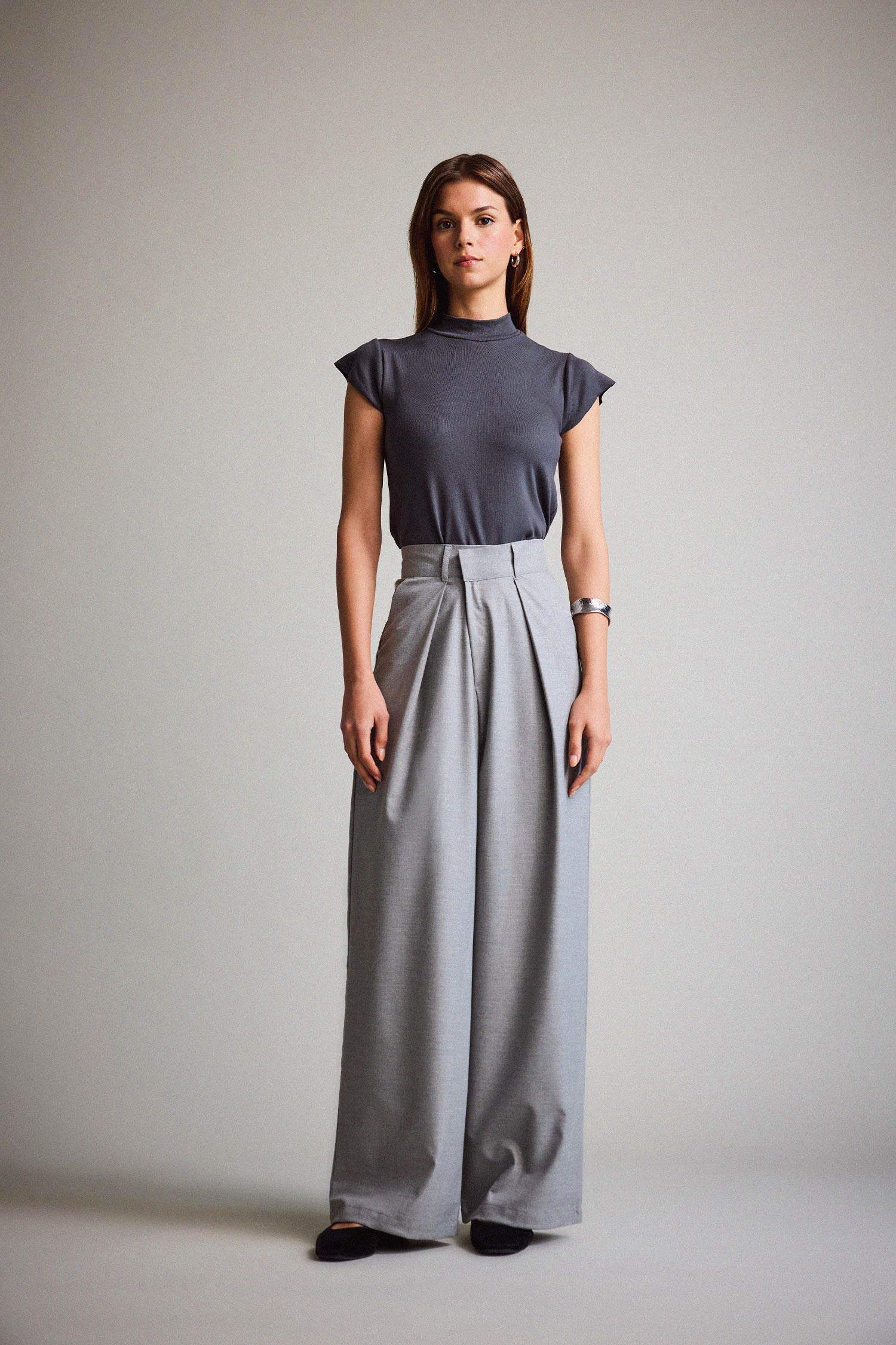 High Waist Wide Leg Trousers