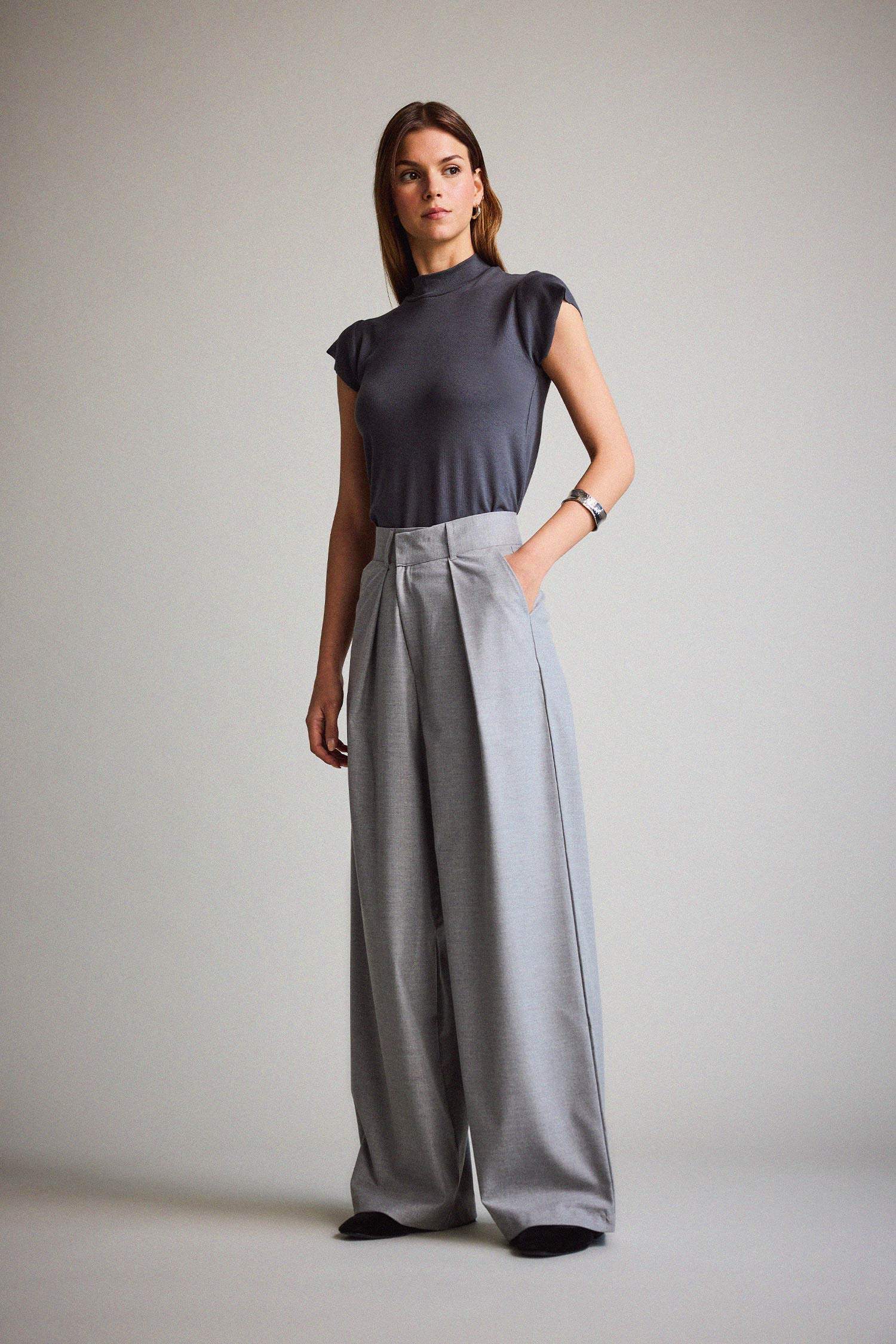 High Waist Wide Leg Trousers