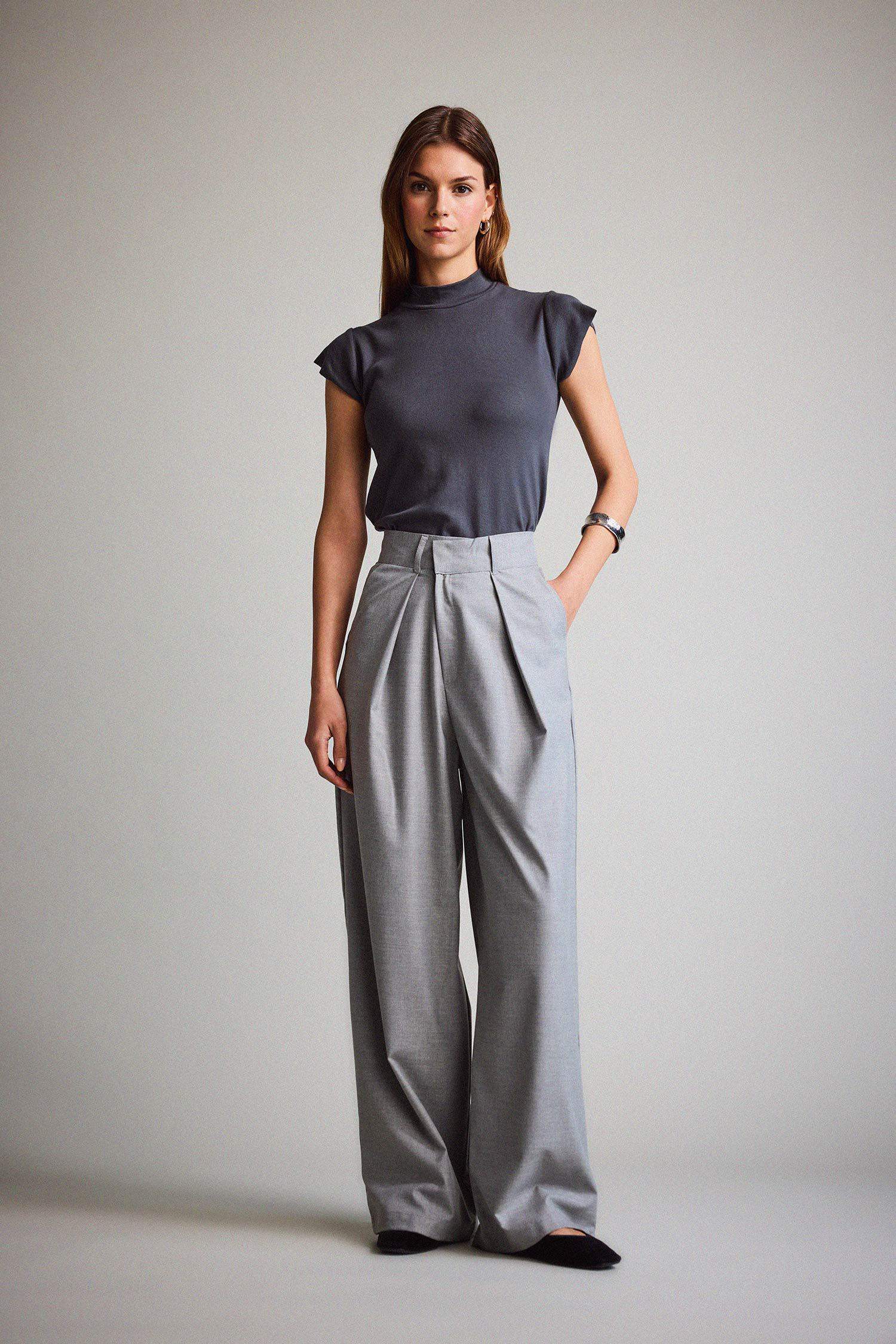 High Waist Wide Leg Trousers