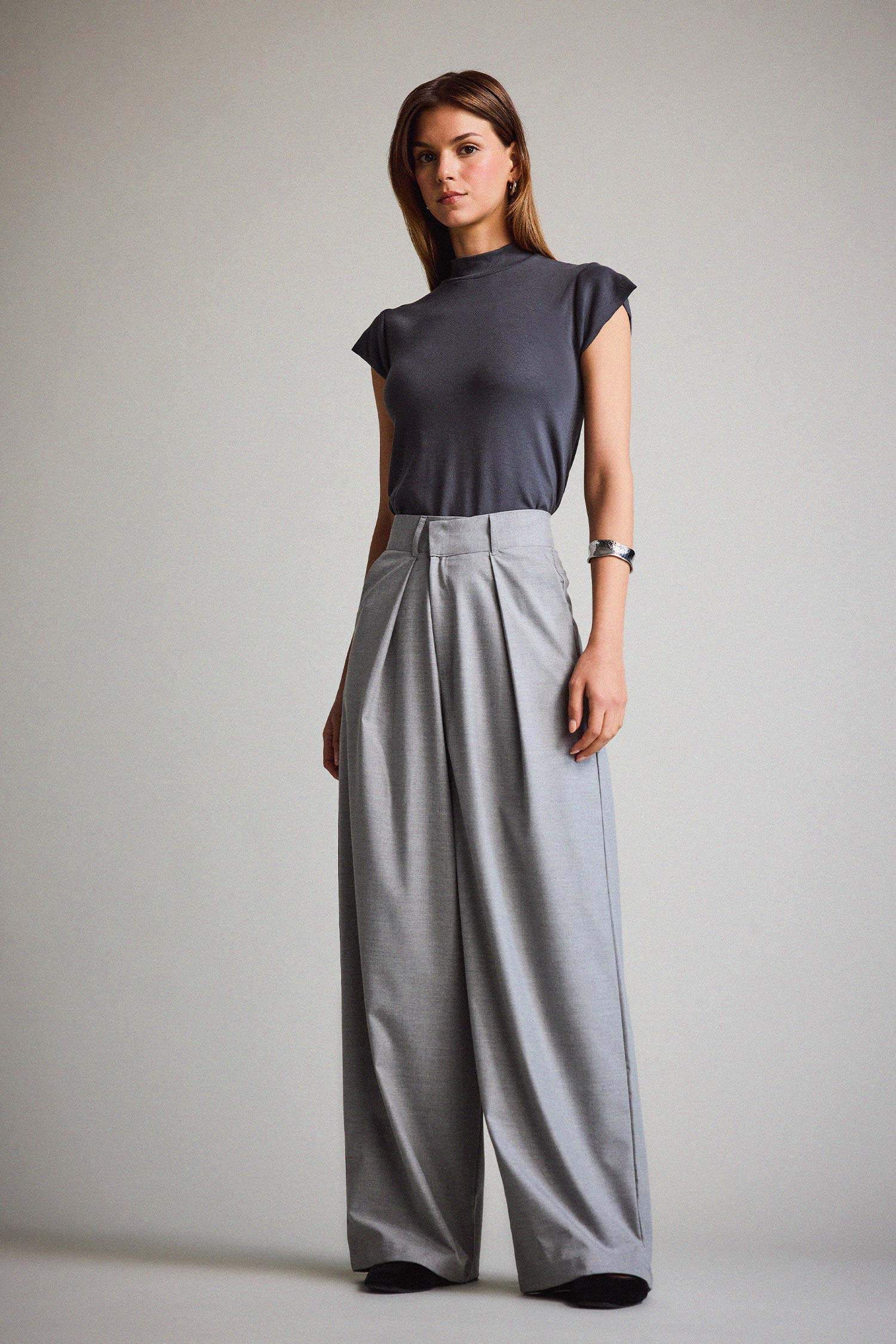High Waist Wide Leg Trousers