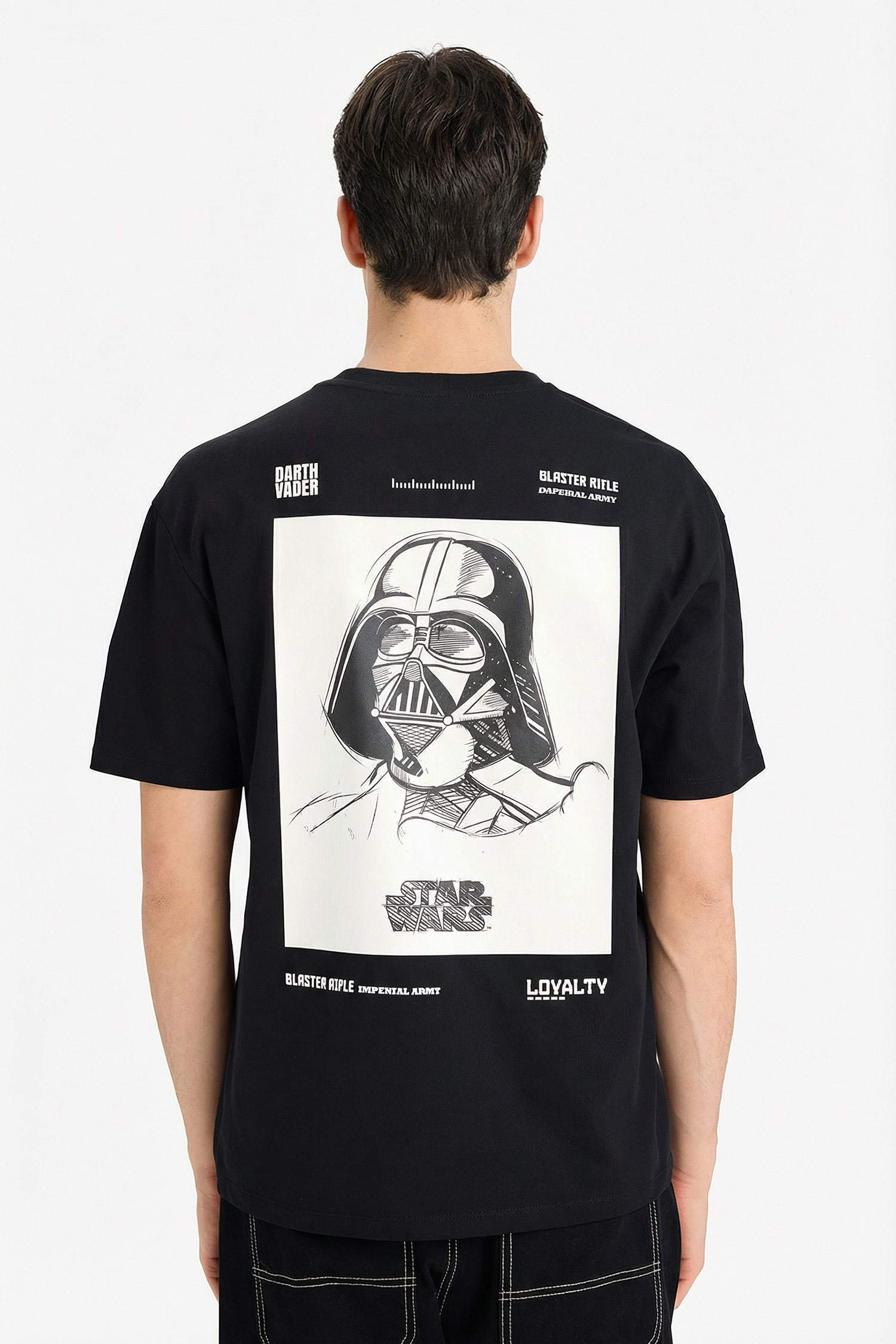 Star Wars Boxy Fit Bisiklet Yaka Sırt Baskılı Kısa Kollu Tişört