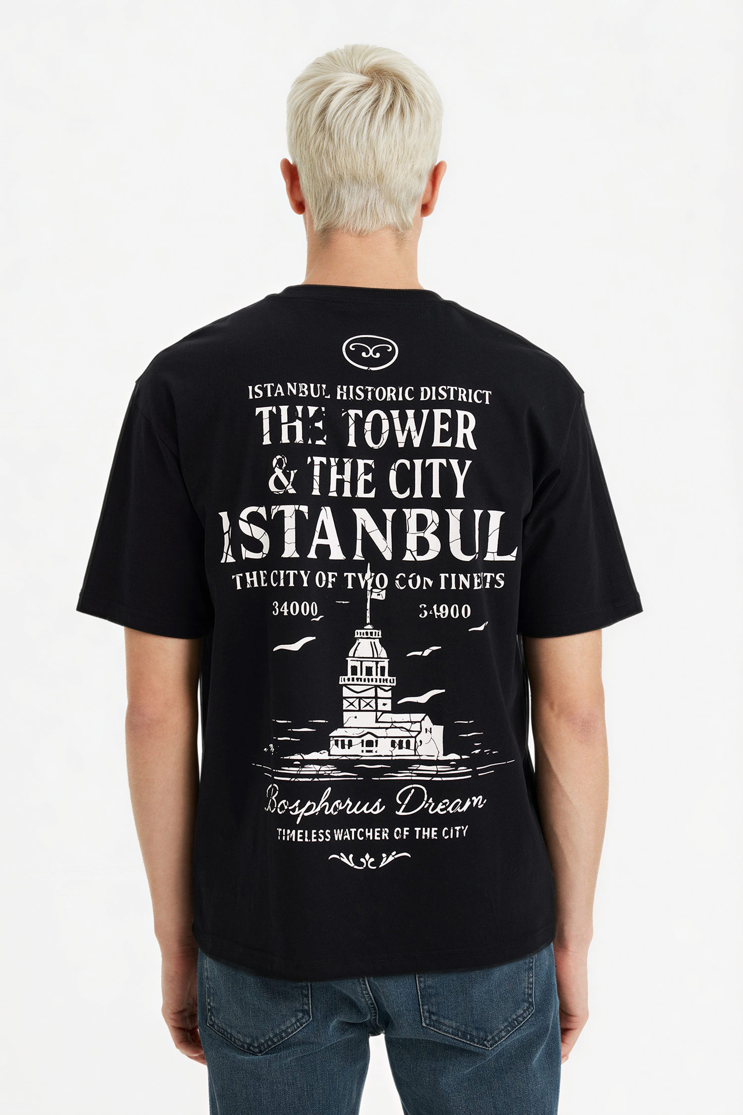 DeFacto %100 Pamuk Boxy Fit Baskılı Tişört görsel 6