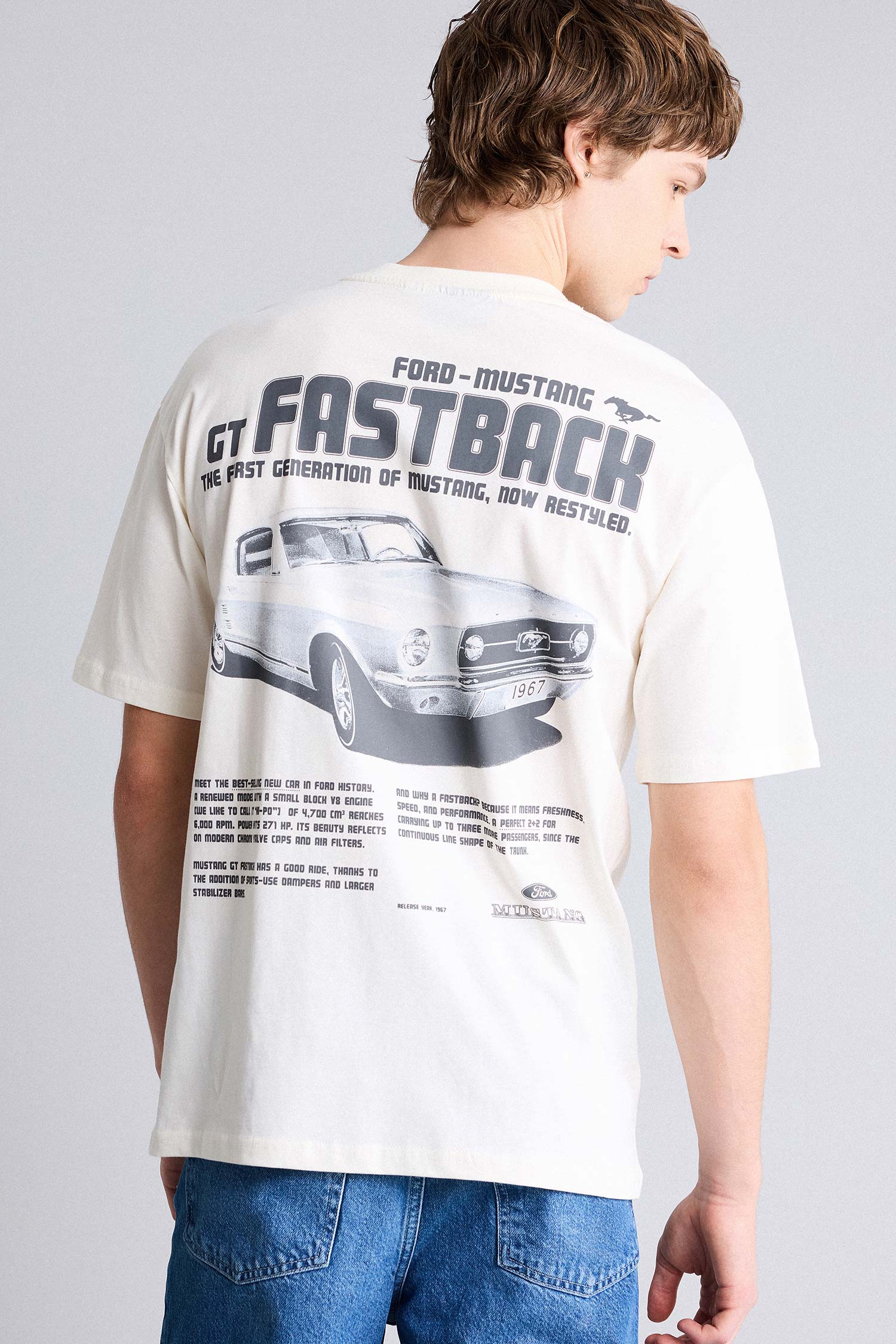 DeFacto %100 Pamuk Ford Motor Company Boxy Fıt Baskılı Tişört