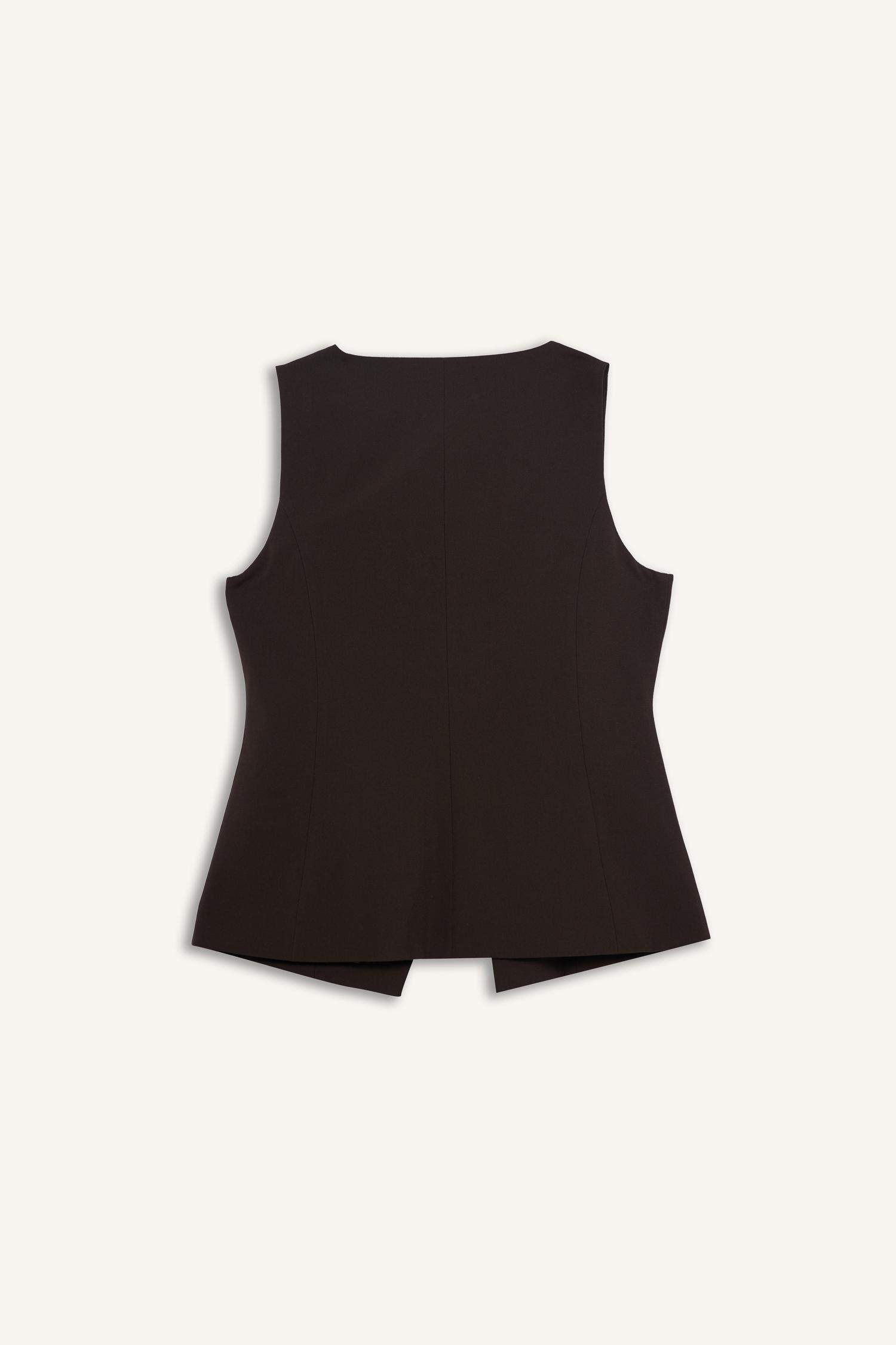 Fitted Bisiklet Yaka Düğmeli Yelek