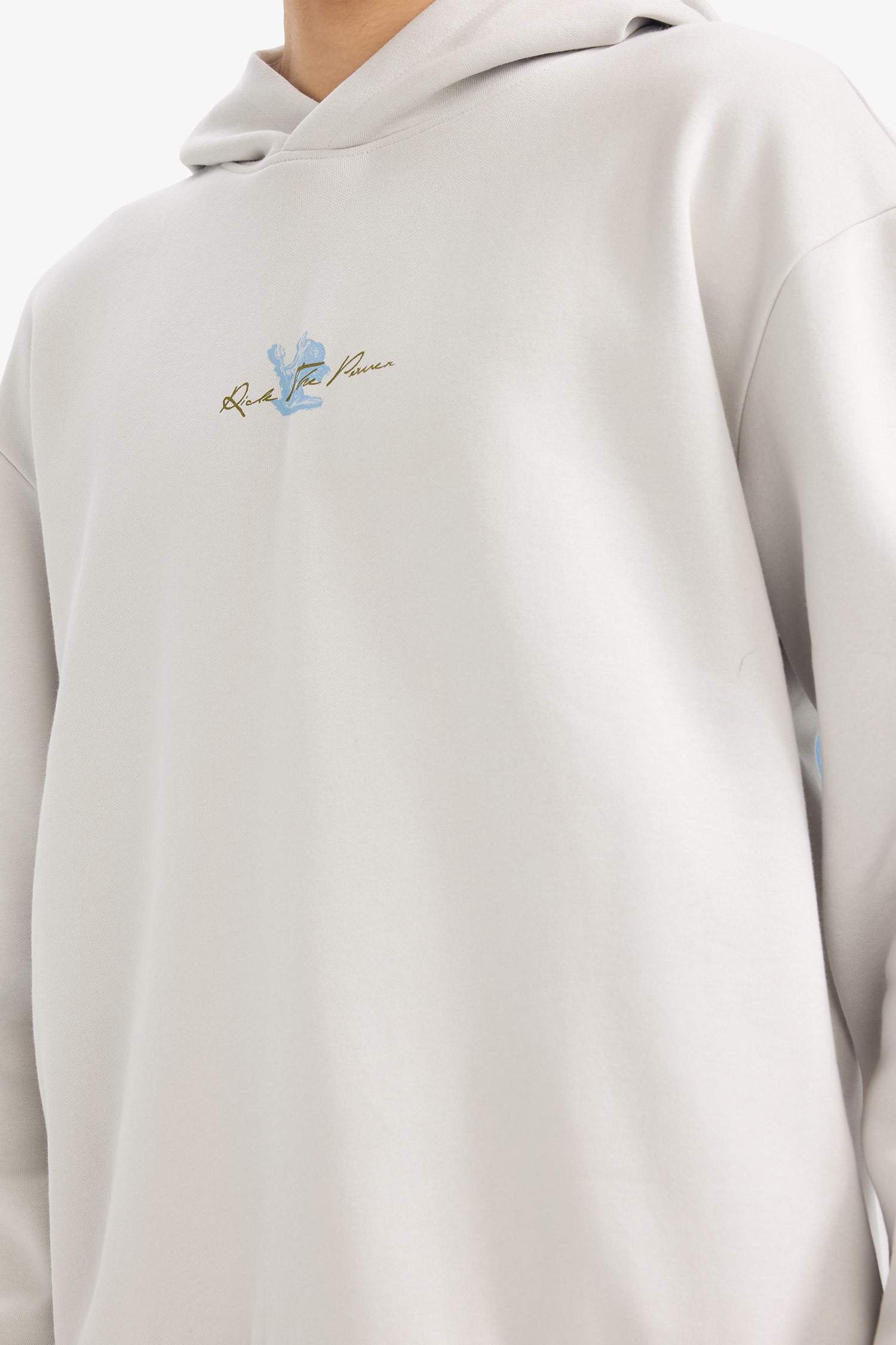 سويت شيرت مطبوع أوفر سايز بياقة عالية