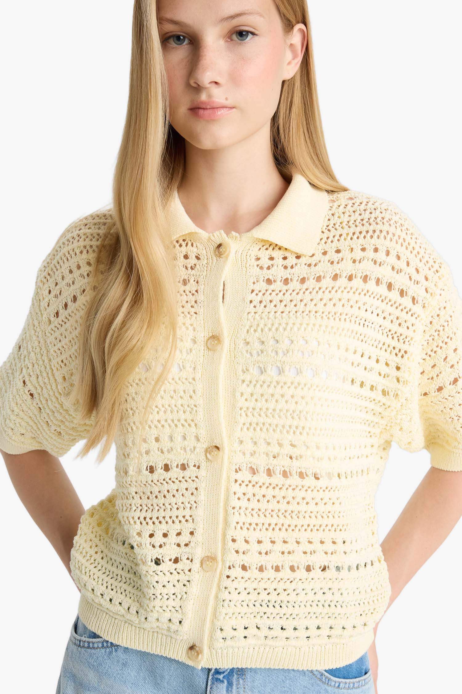 Slim Fit Polo Collar Cardigan