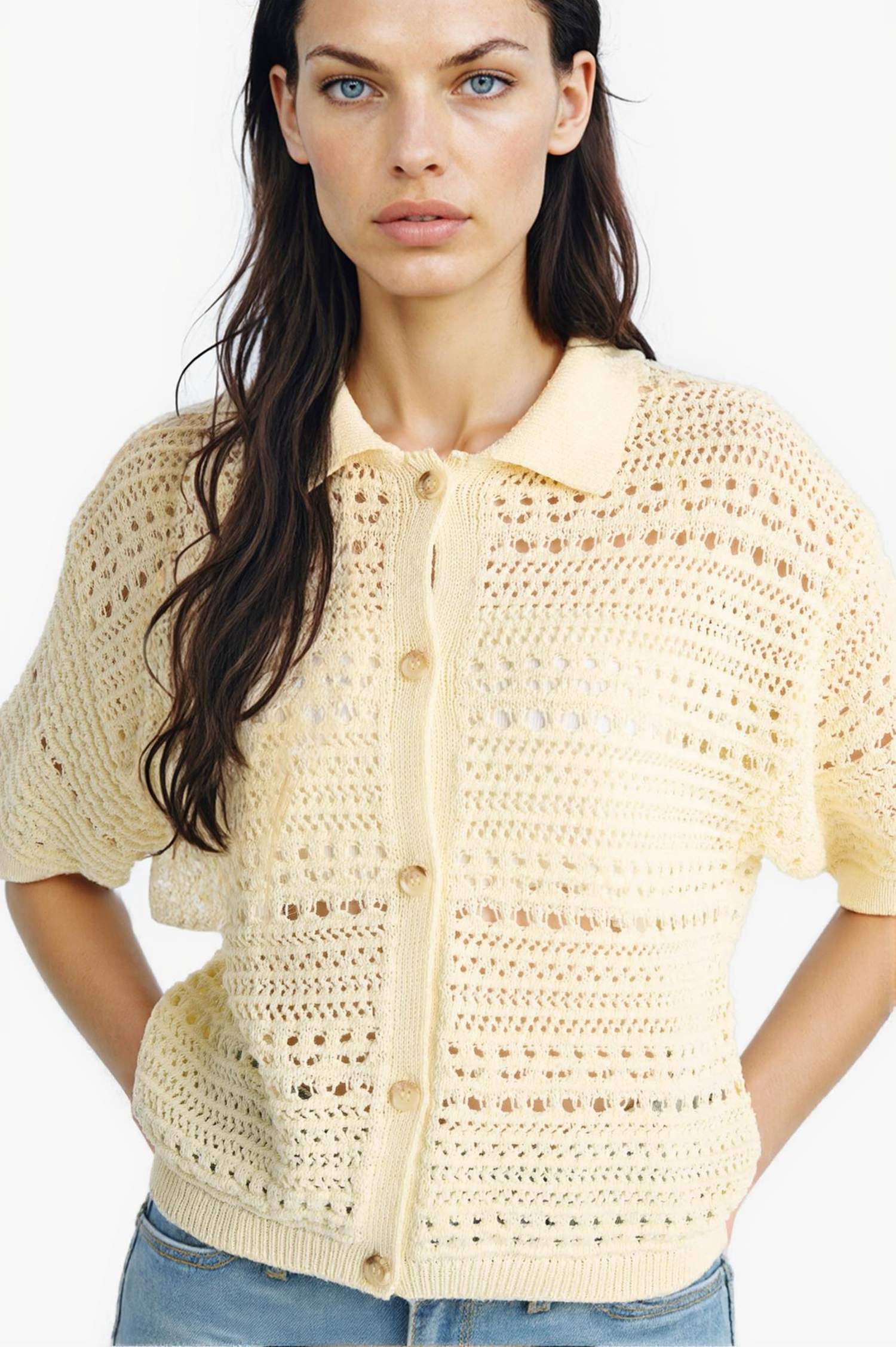 Regular Fit Polo Collar Cardigan