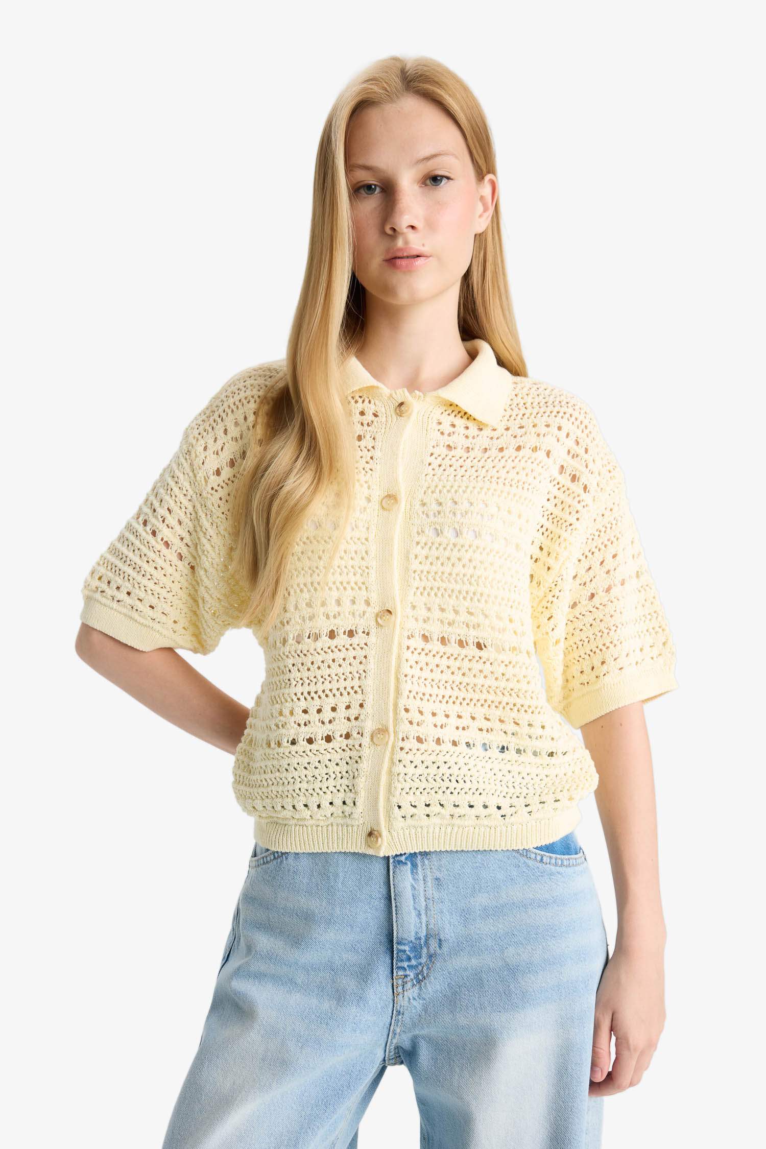 Slim Fit Polo Collar Cardigan