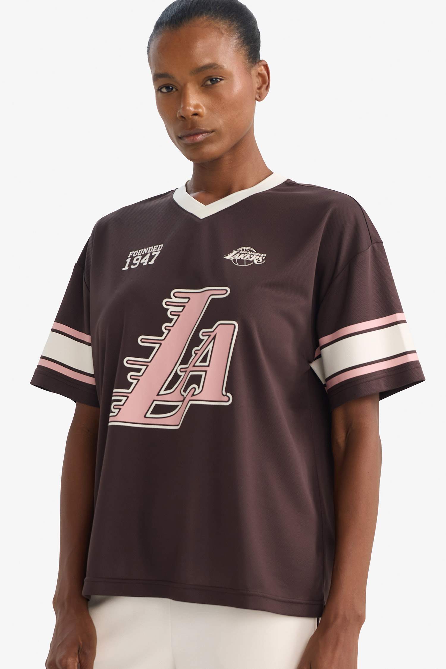 Футболка из тюля NBA Los Angeles Lakers Oversize с коротким рукавом