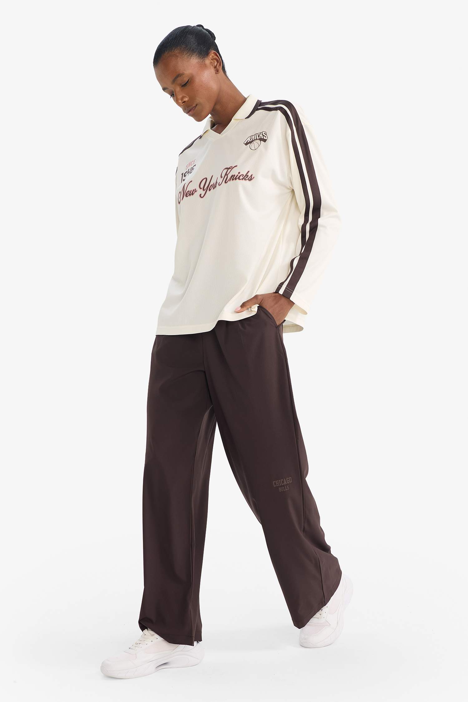 بنطلون منسوج وايد ليج من شيكاغو بولز