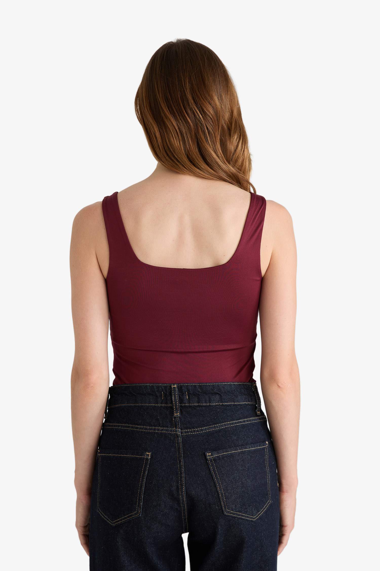 Body à bretelles et col carré avec boutons-pression