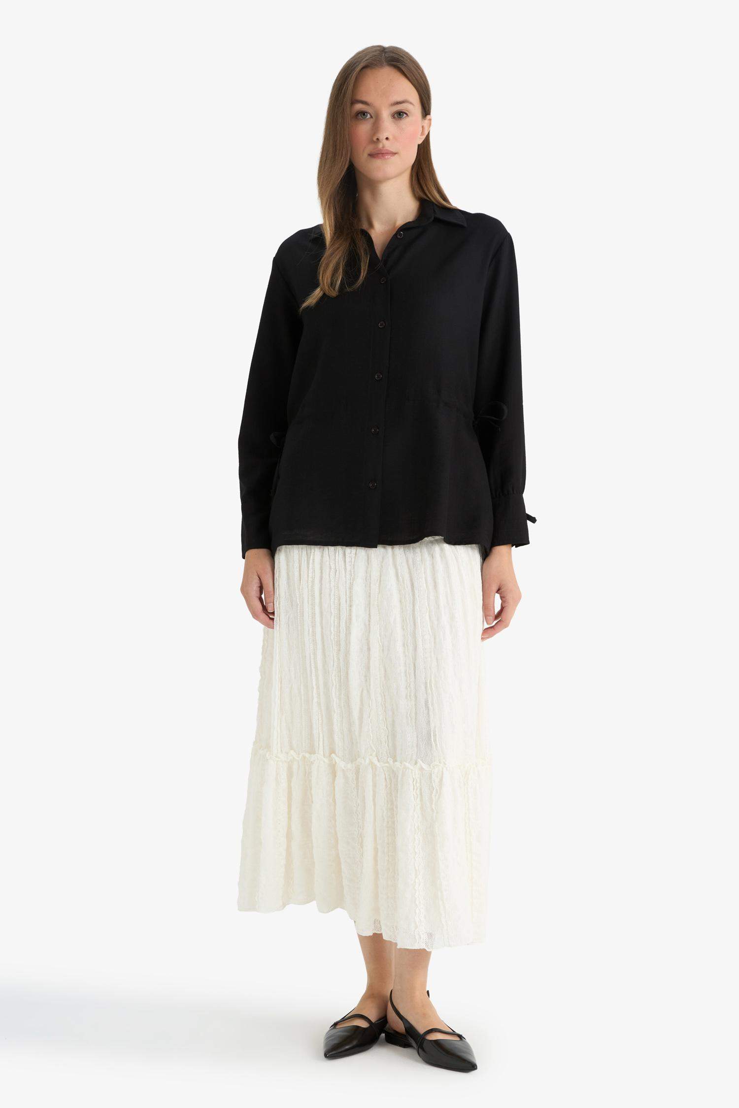 Regular Fit Shirt Collar Long Sleeve Tunic