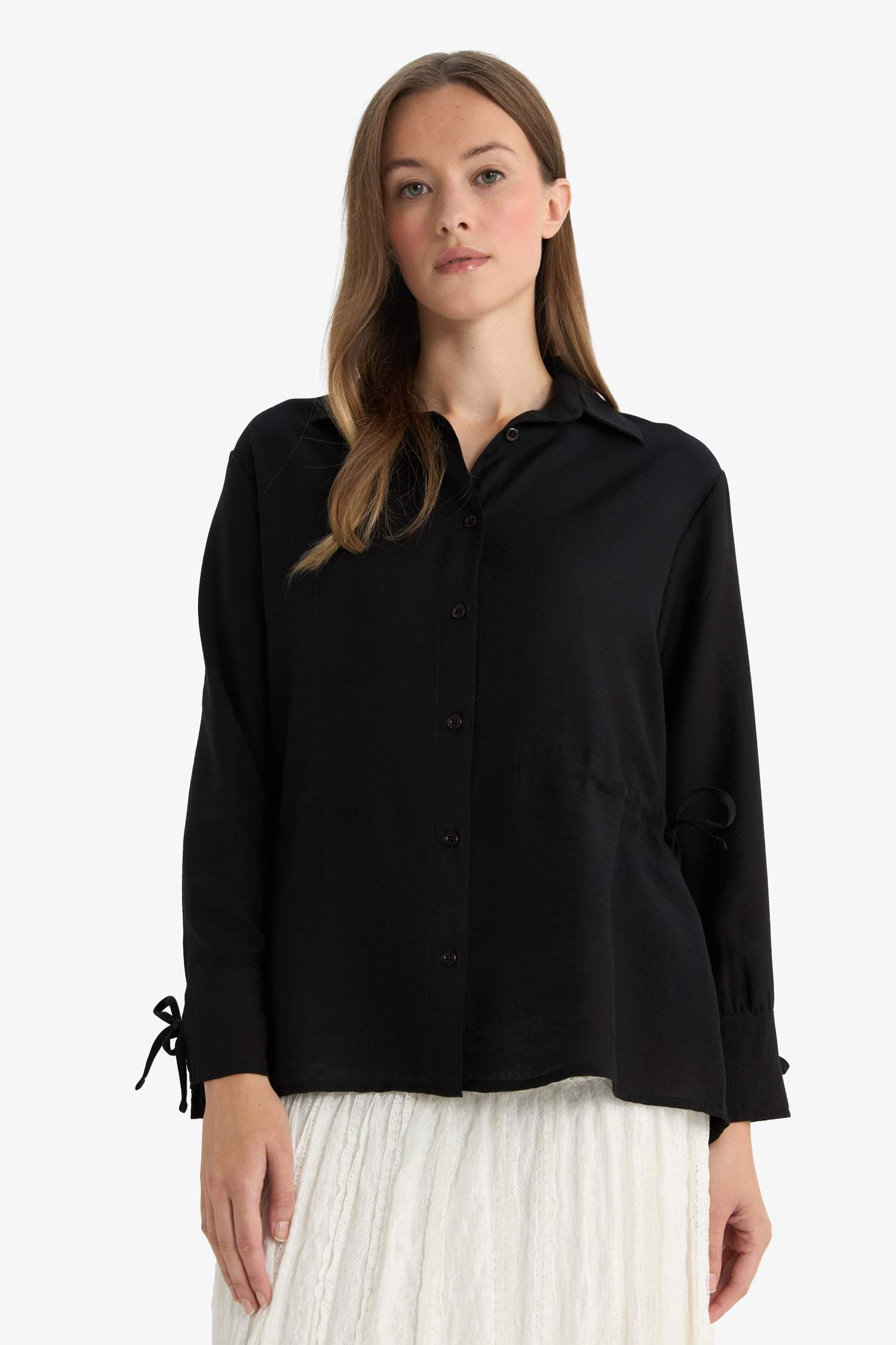 Regular Fit Shirt Collar Long Sleeve Tunic