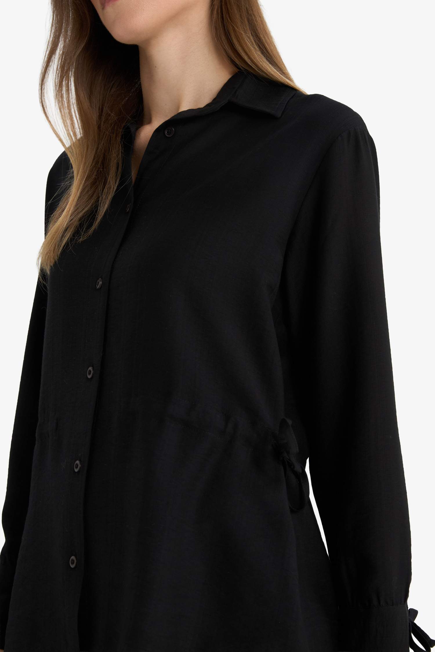 Regular Fit Shirt Collar Long Sleeve Tunic