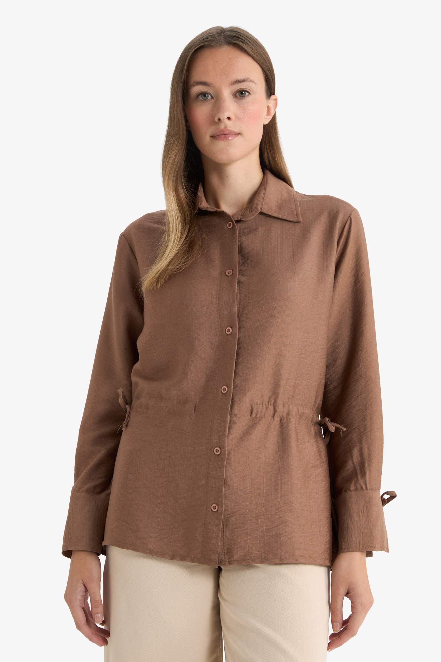 Regular Fit Shirt Collar Long Sleeve Tunic