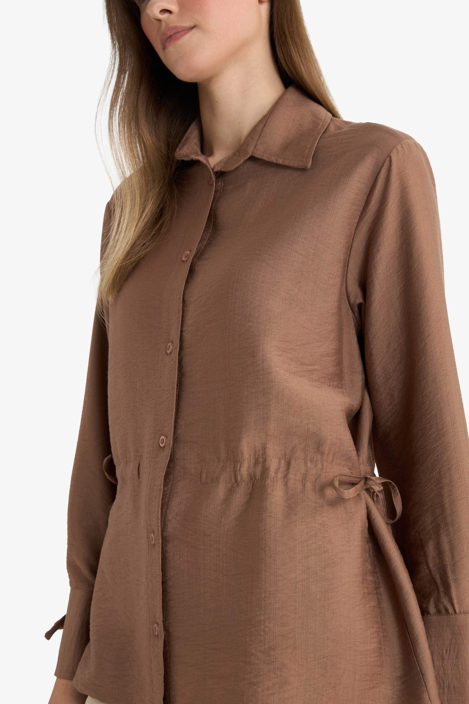 Regular Fit Shirt Collar Long Sleeve Tunic