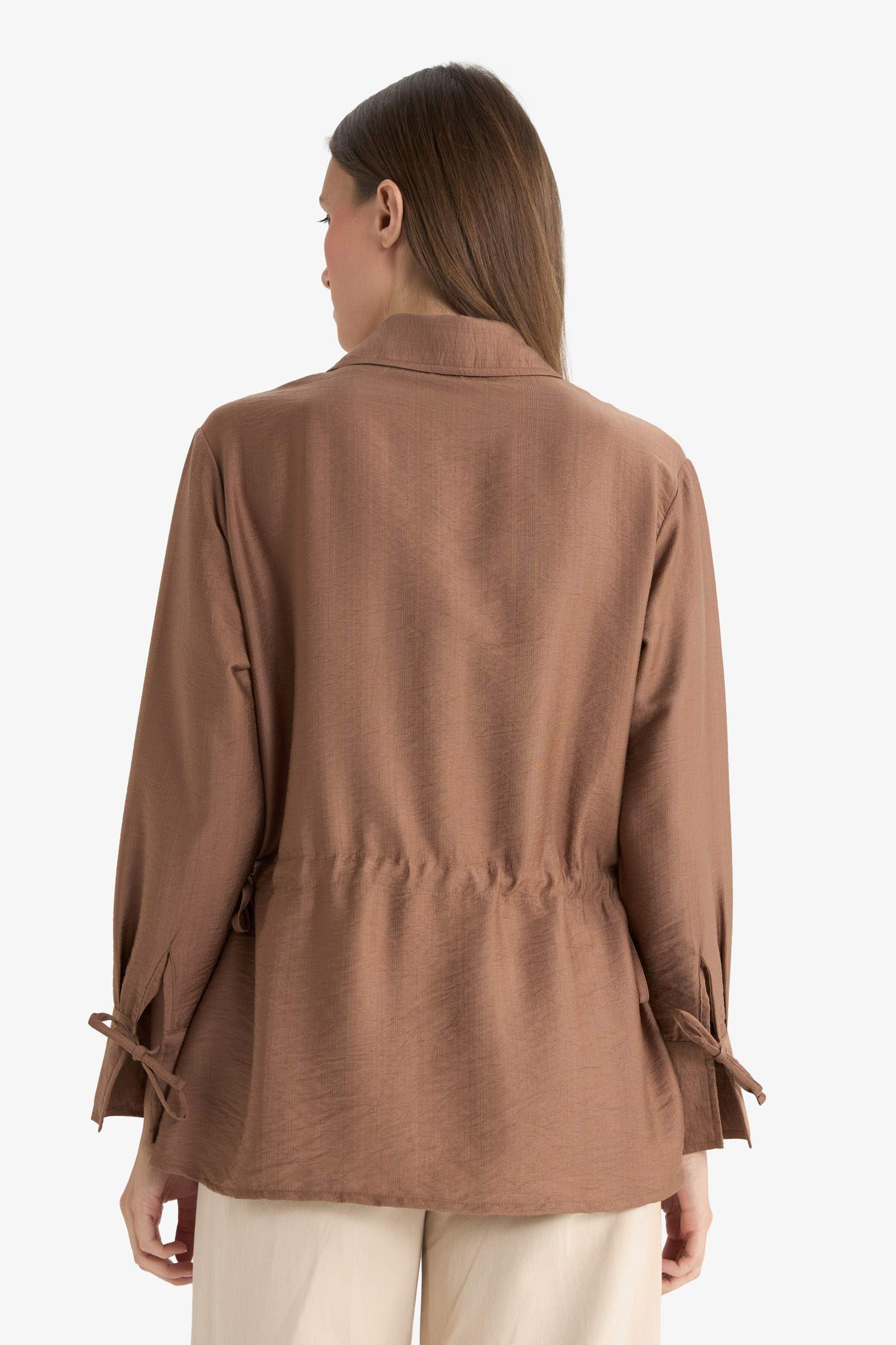 Regular Fit Shirt Collar Long Sleeve Tunic