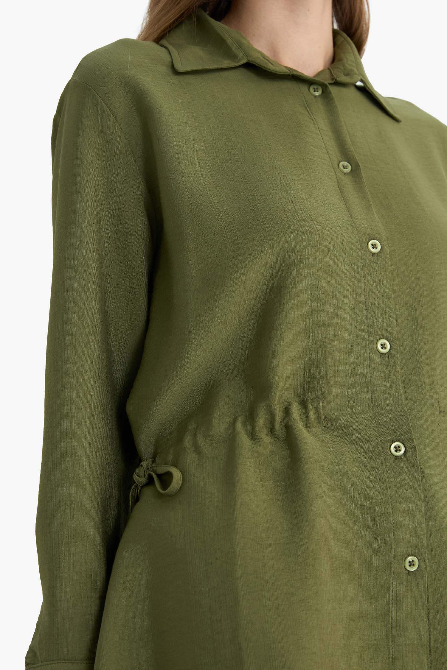 تونيك كم طويل قصة عادية بياقة قميص