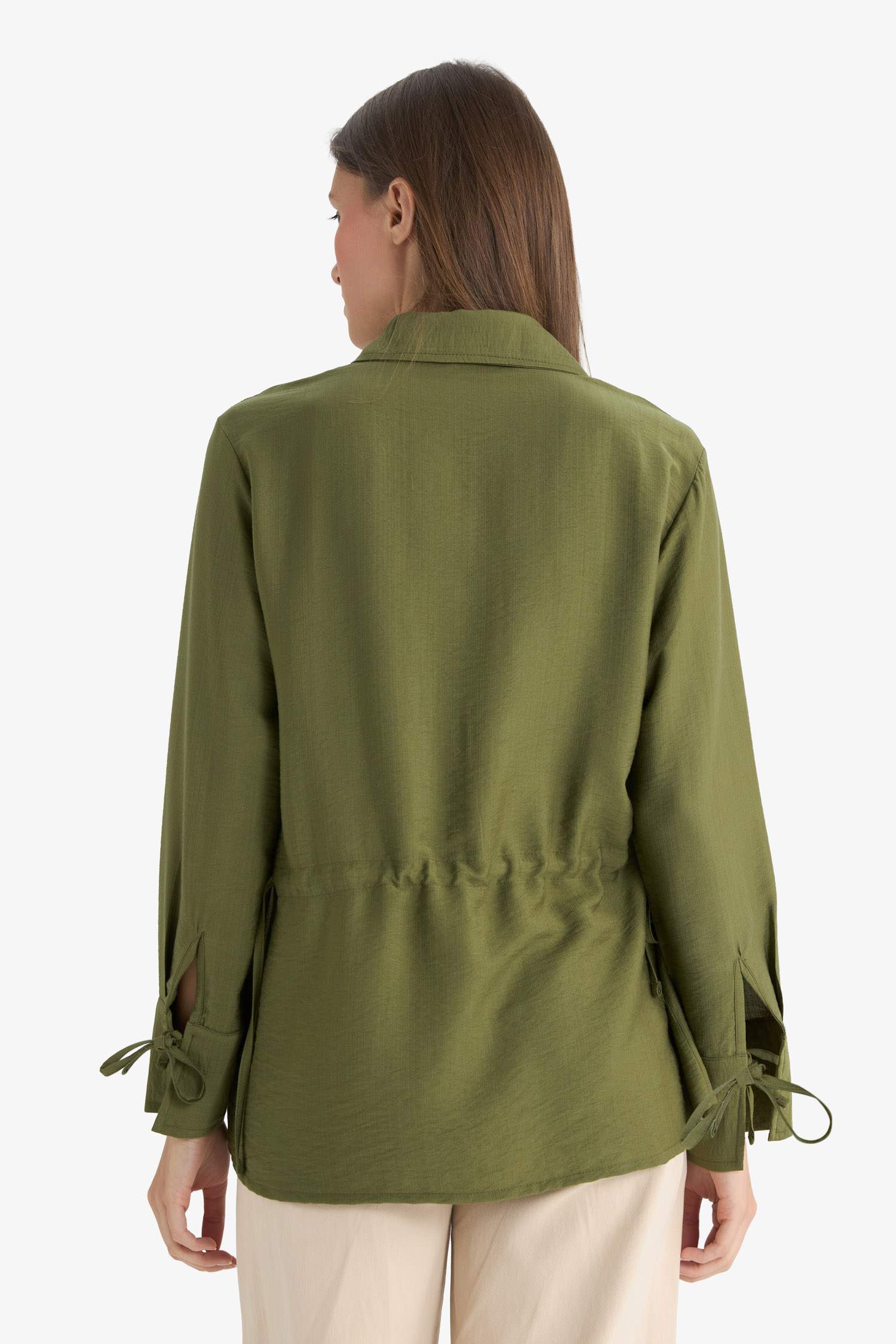 تونيك كم طويل قصة عادية بياقة قميص