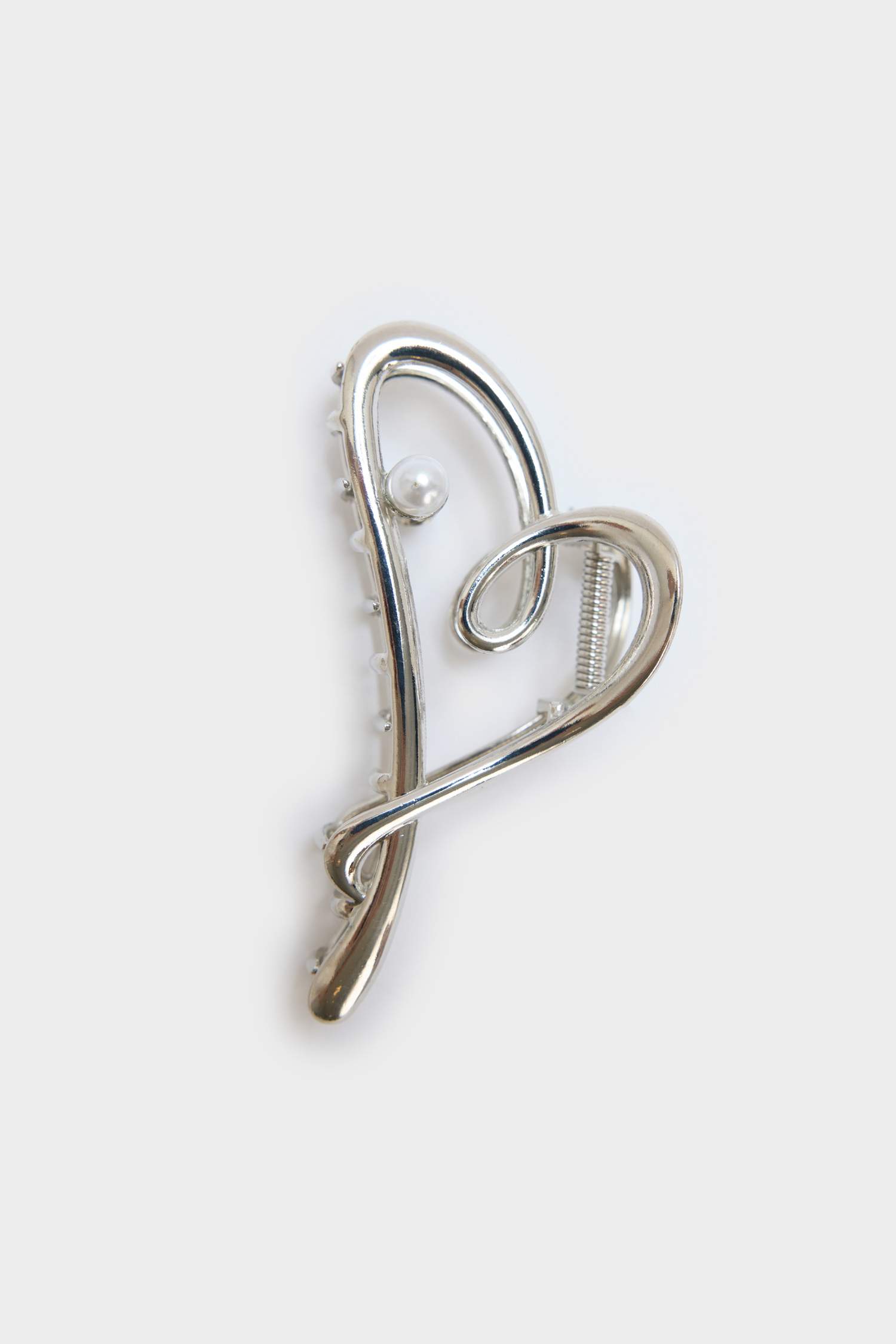 Kadın Kalp Detaylı Silver Mandal Toka