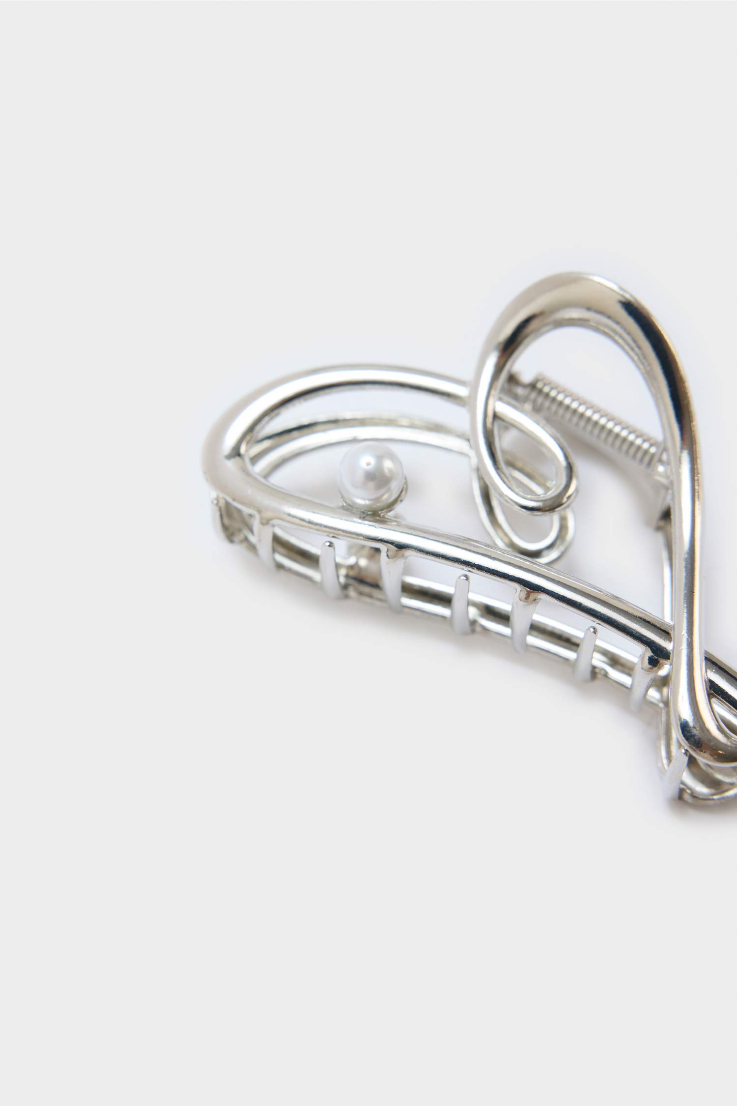 Kadın Kalp Detaylı Silver Mandal Toka