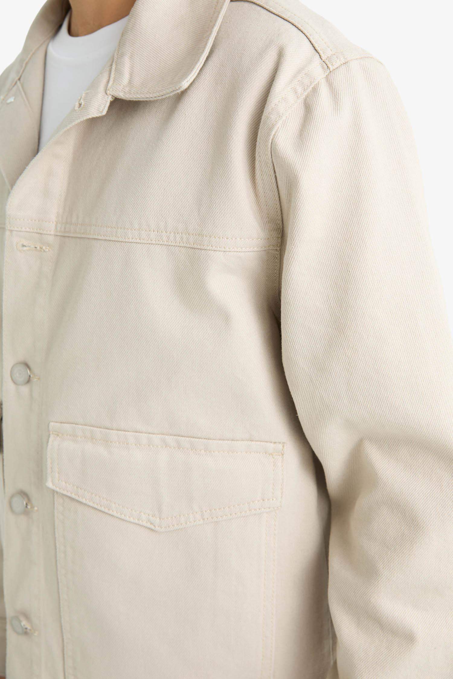 Relax Fit Düğmeli Cepli Denim Ceket