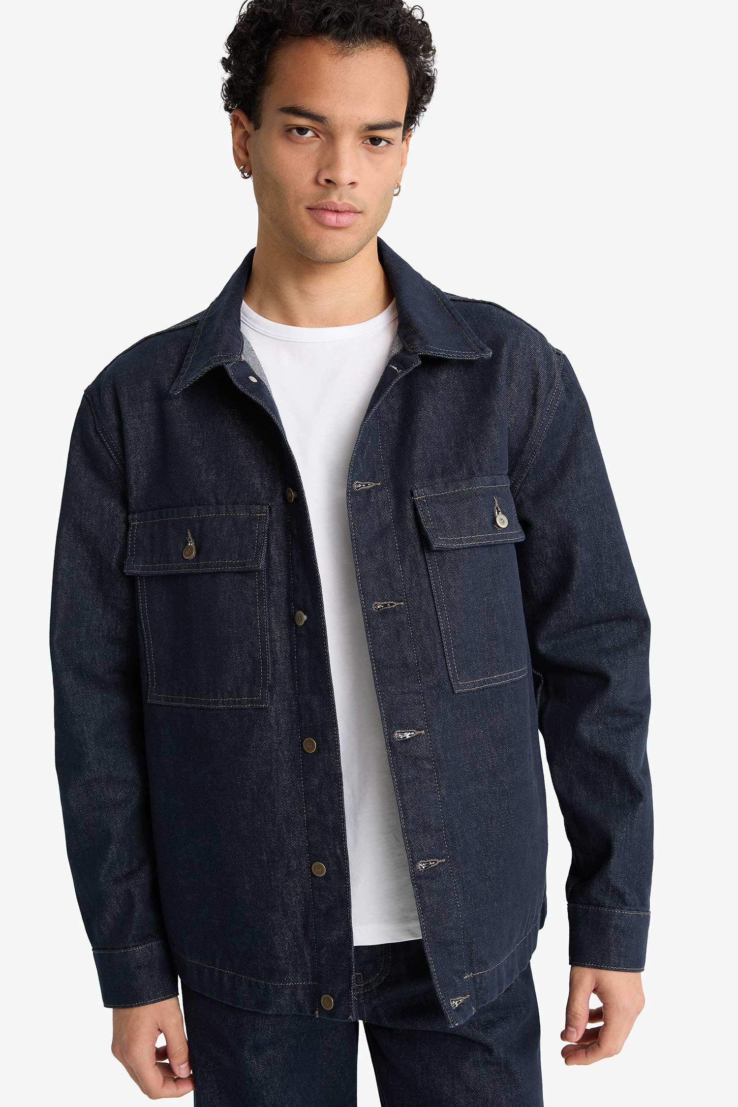 Relax Fit Düğmeli Denim Ceket