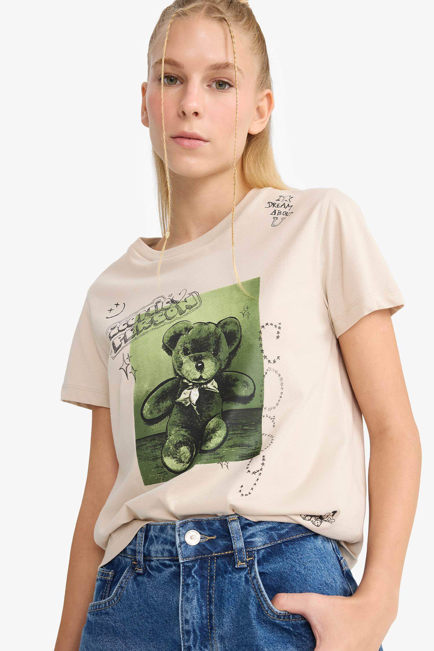 Regular Fit Crew Neck Printed Short Sleeve T-Shirt