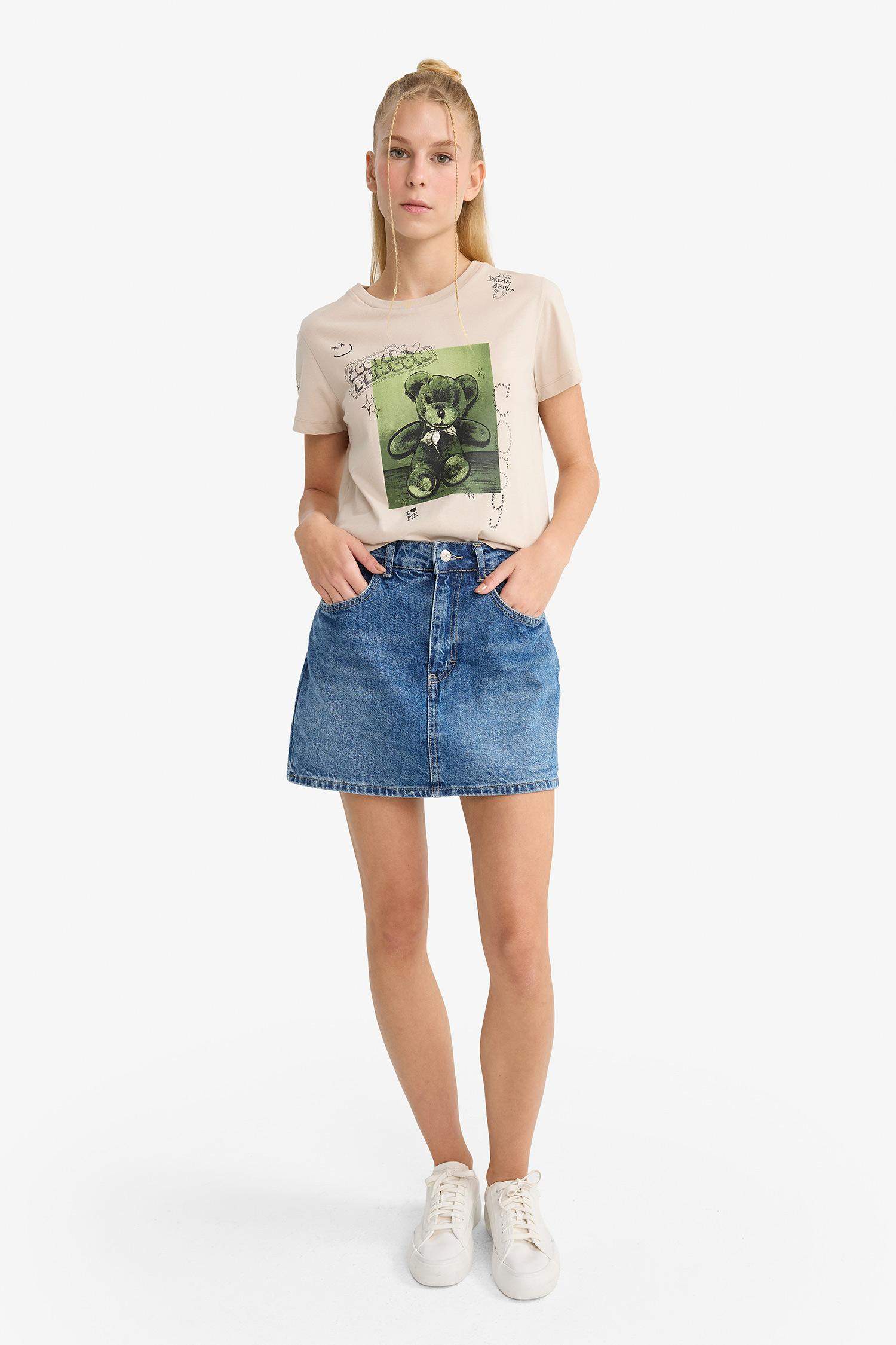 Regular Fit Crew Neck Printed Short Sleeve T-Shirt