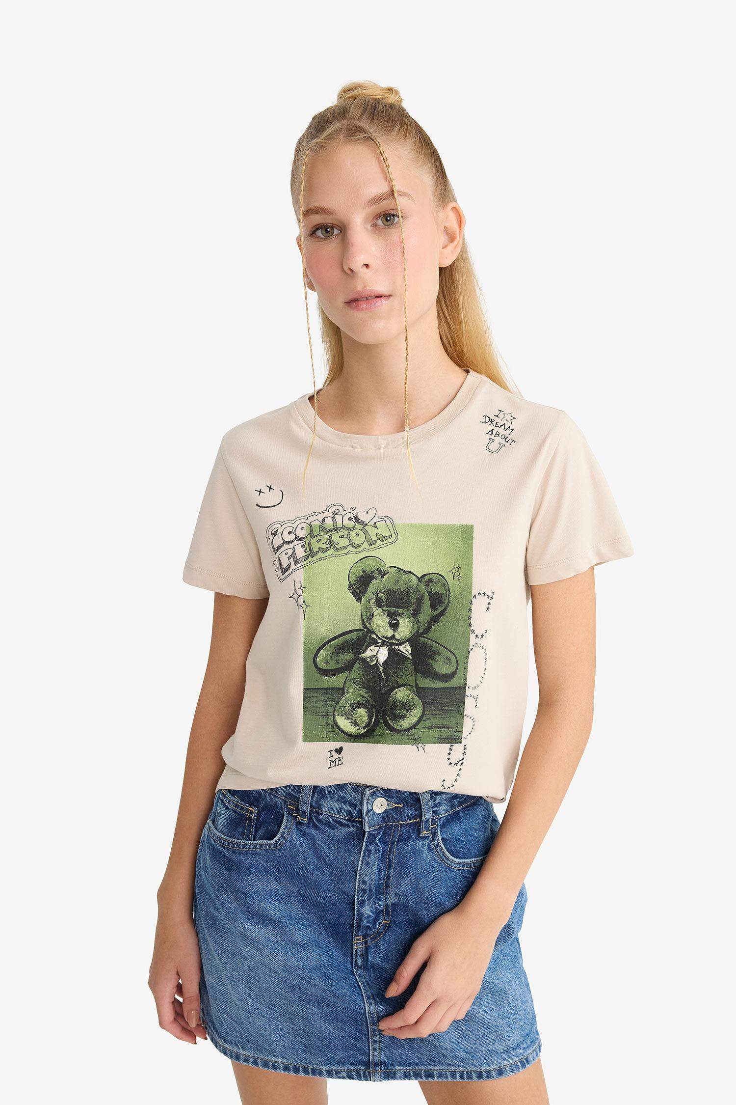 Regular Fit Crew Neck Printed Short Sleeve T-Shirt