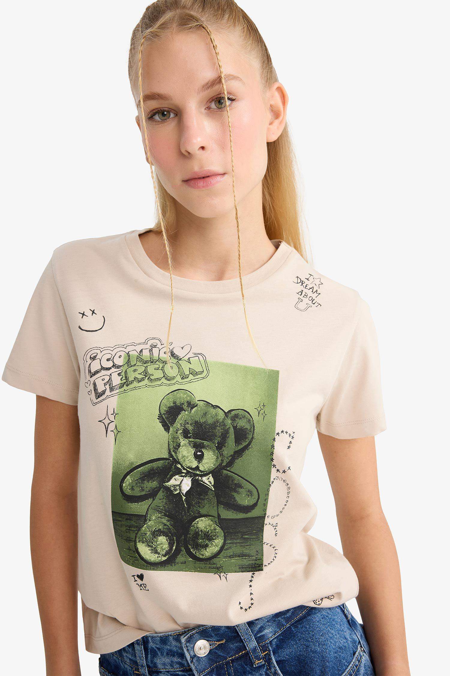 Regular Fit Crew Neck Printed Short Sleeve T-Shirt