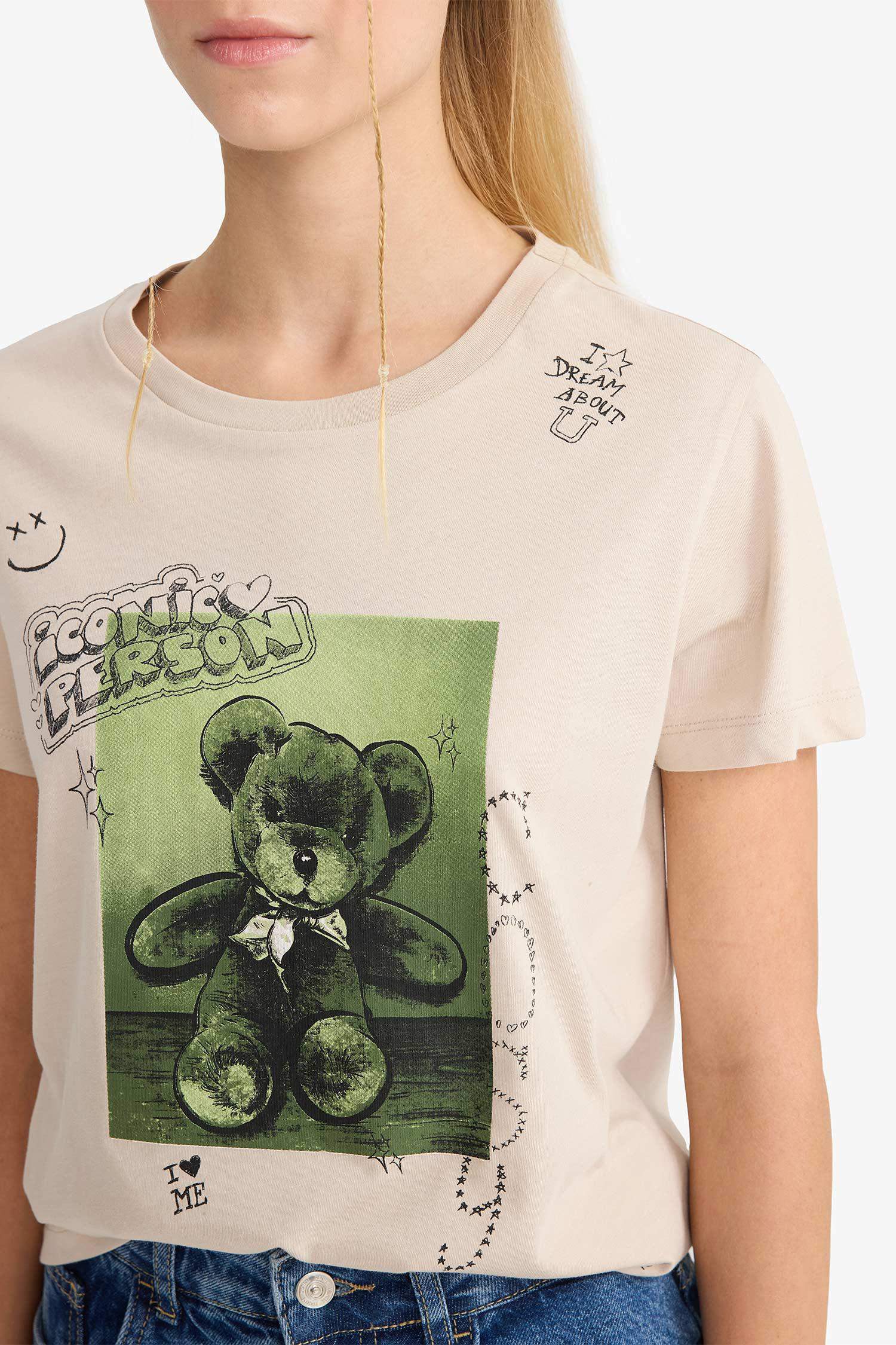 Regular Fit Crew Neck Printed Short Sleeve T-Shirt