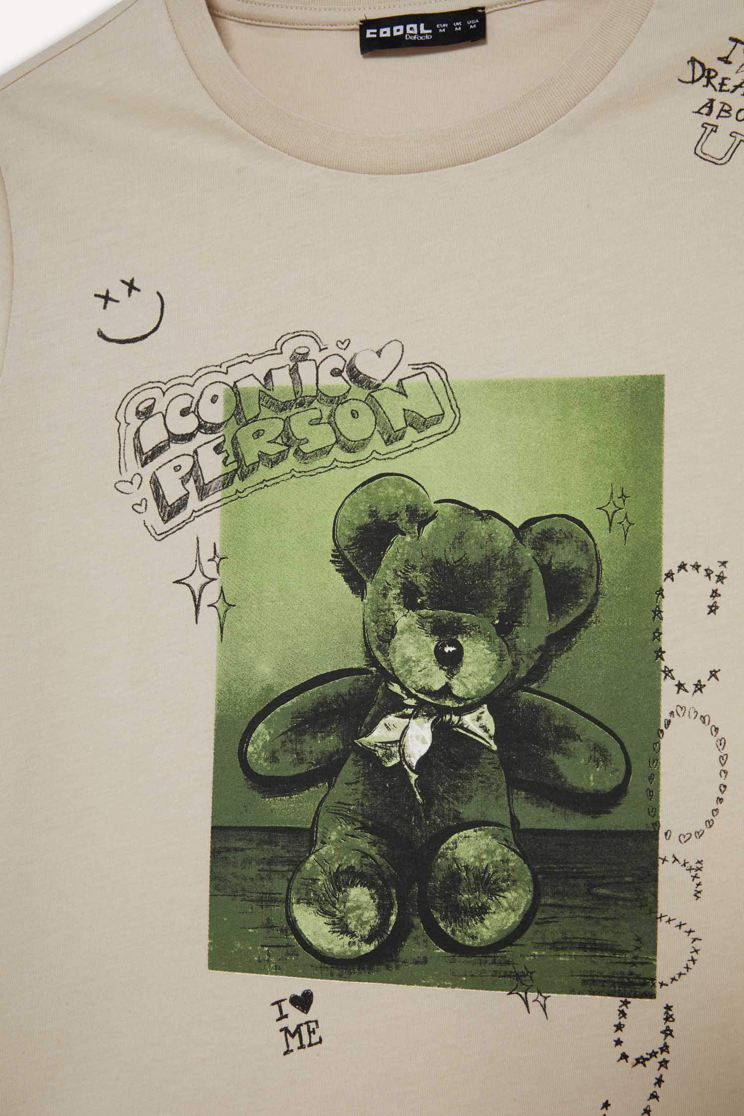 Regular Fit Crew Neck Printed Short Sleeve T-Shirt