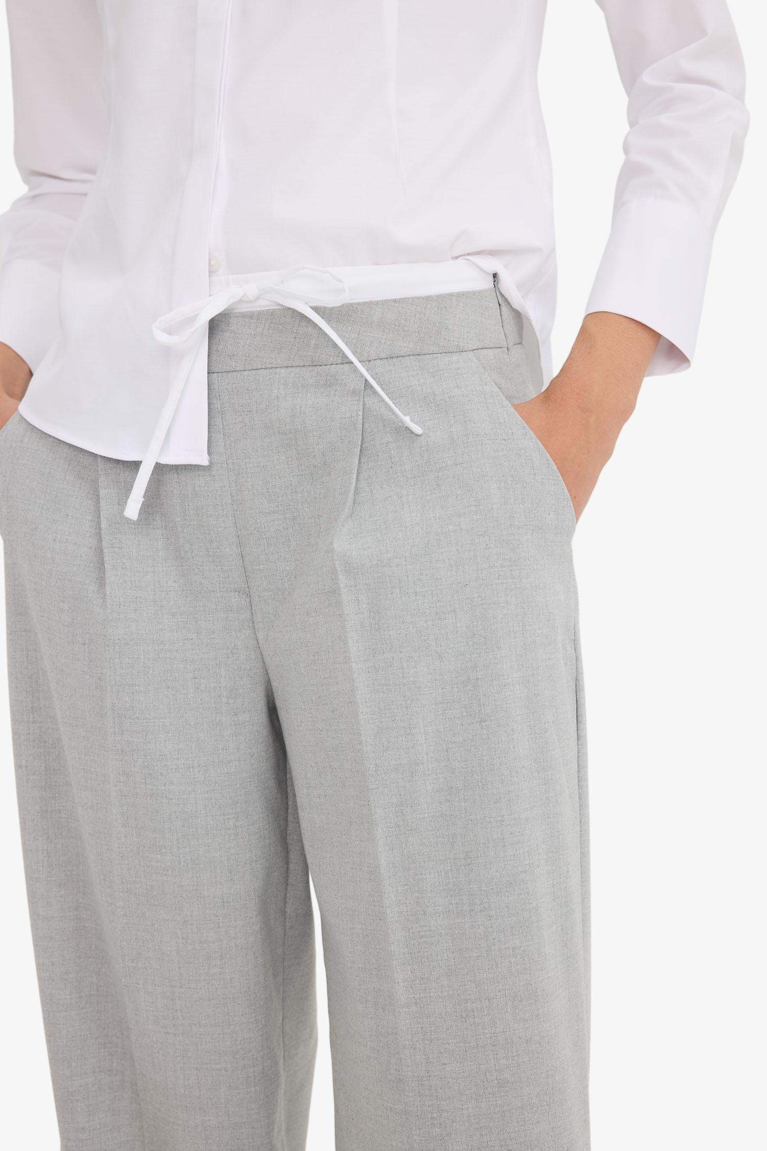 Wide Leg Cep Detaylı Normal Bel Geniş Paça Pantolon