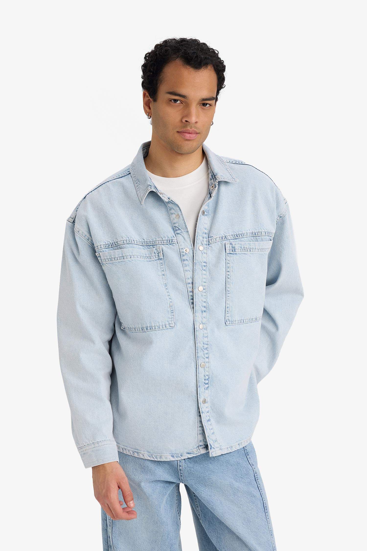 Oversize Long Sleeve Denim Shirt
