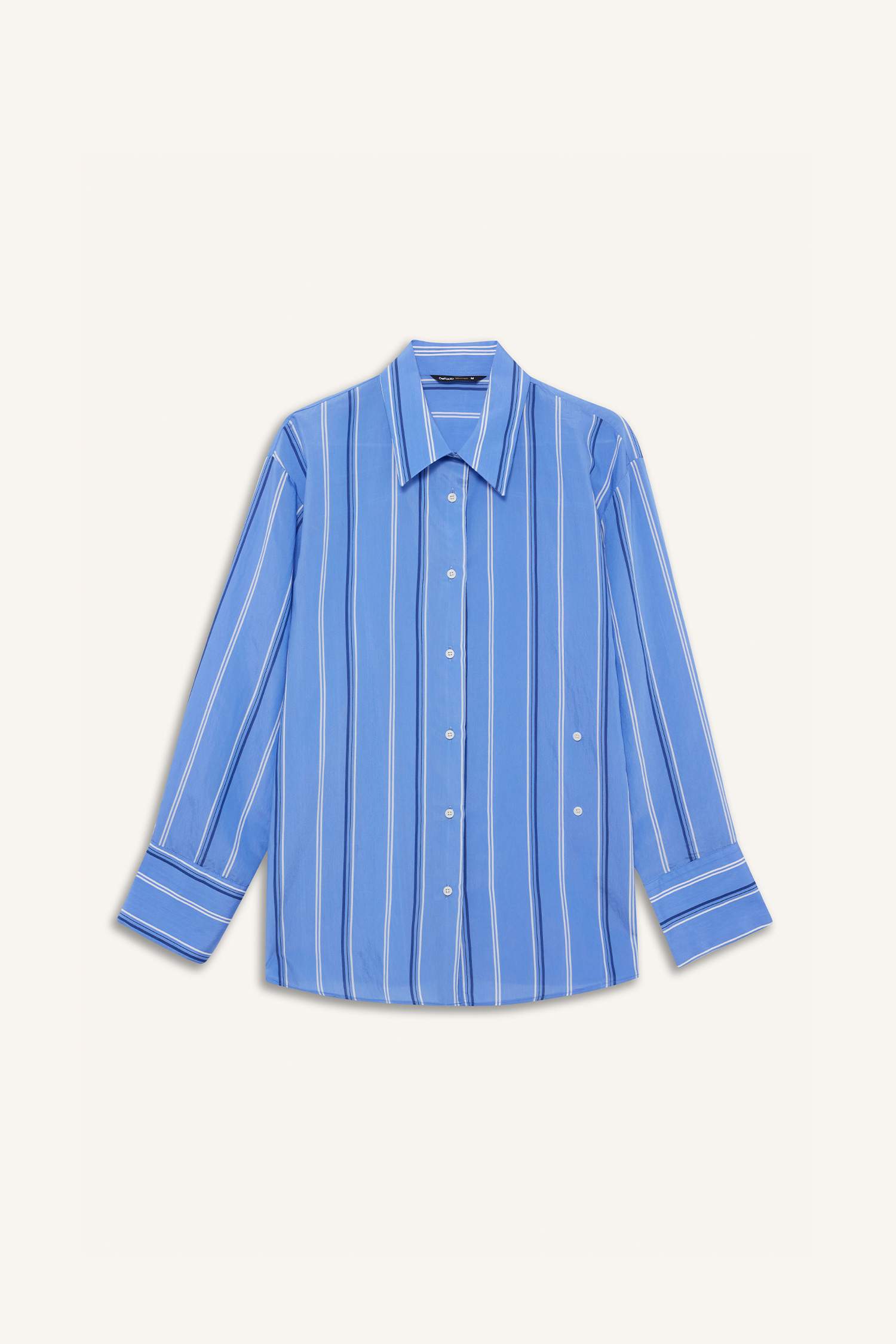 قميص مخطط كم طويل قصة عادية