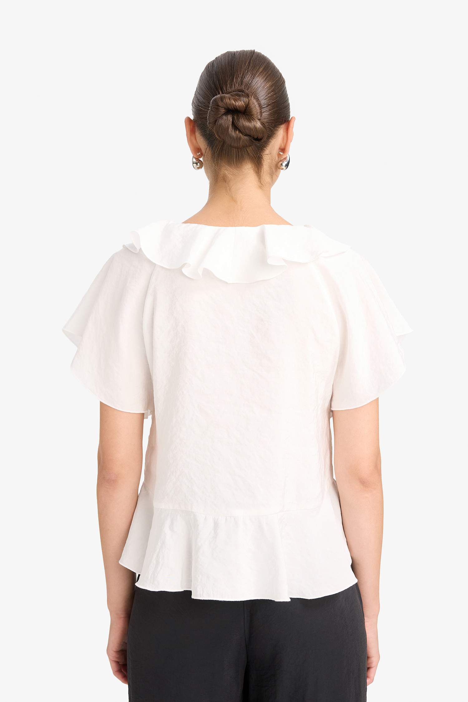 Regular Fit V-Neck Short Sleeve Blouse