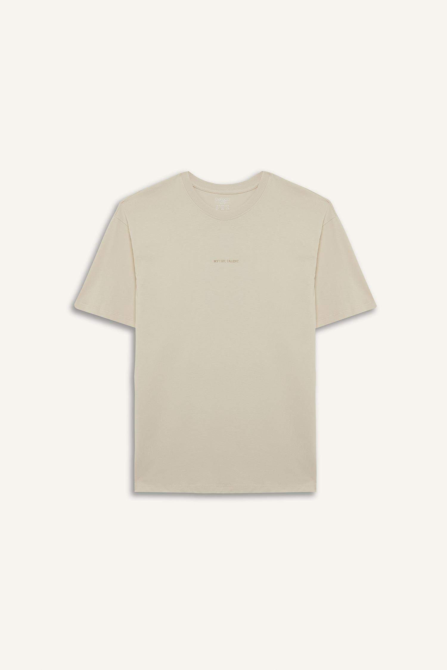 Cotton Boxy Fit Crew Neck Back Printed T-Shirt