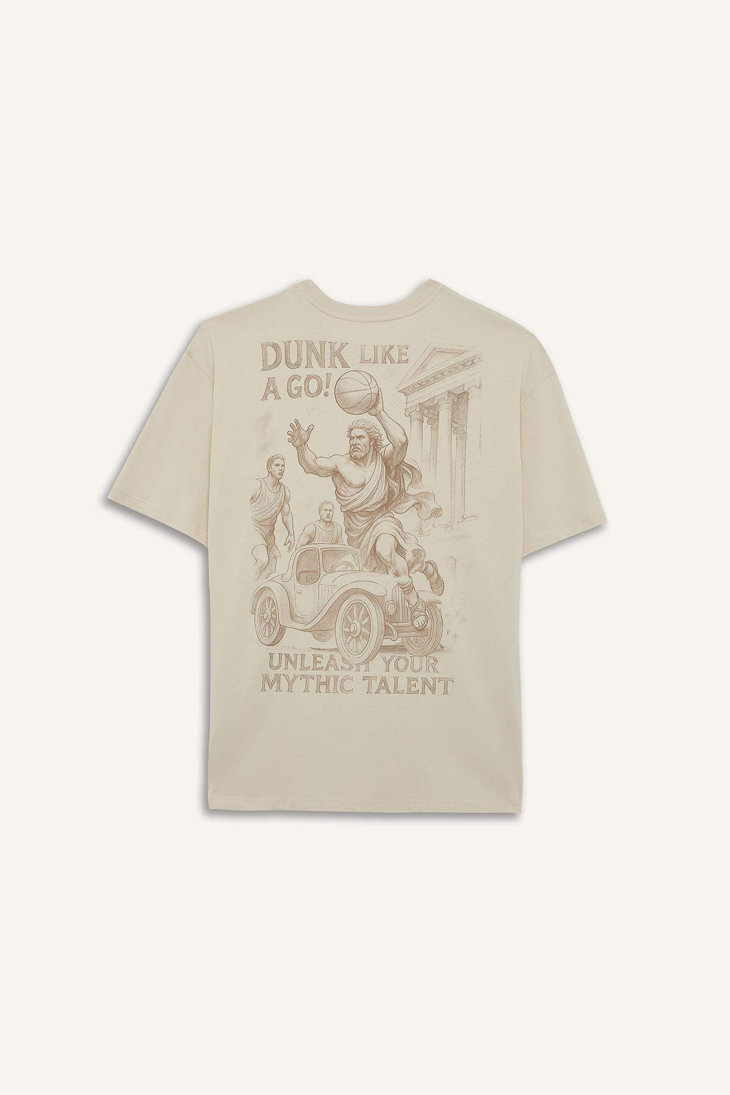 Cotton Boxy Fit Crew Neck Back Printed T-Shirt