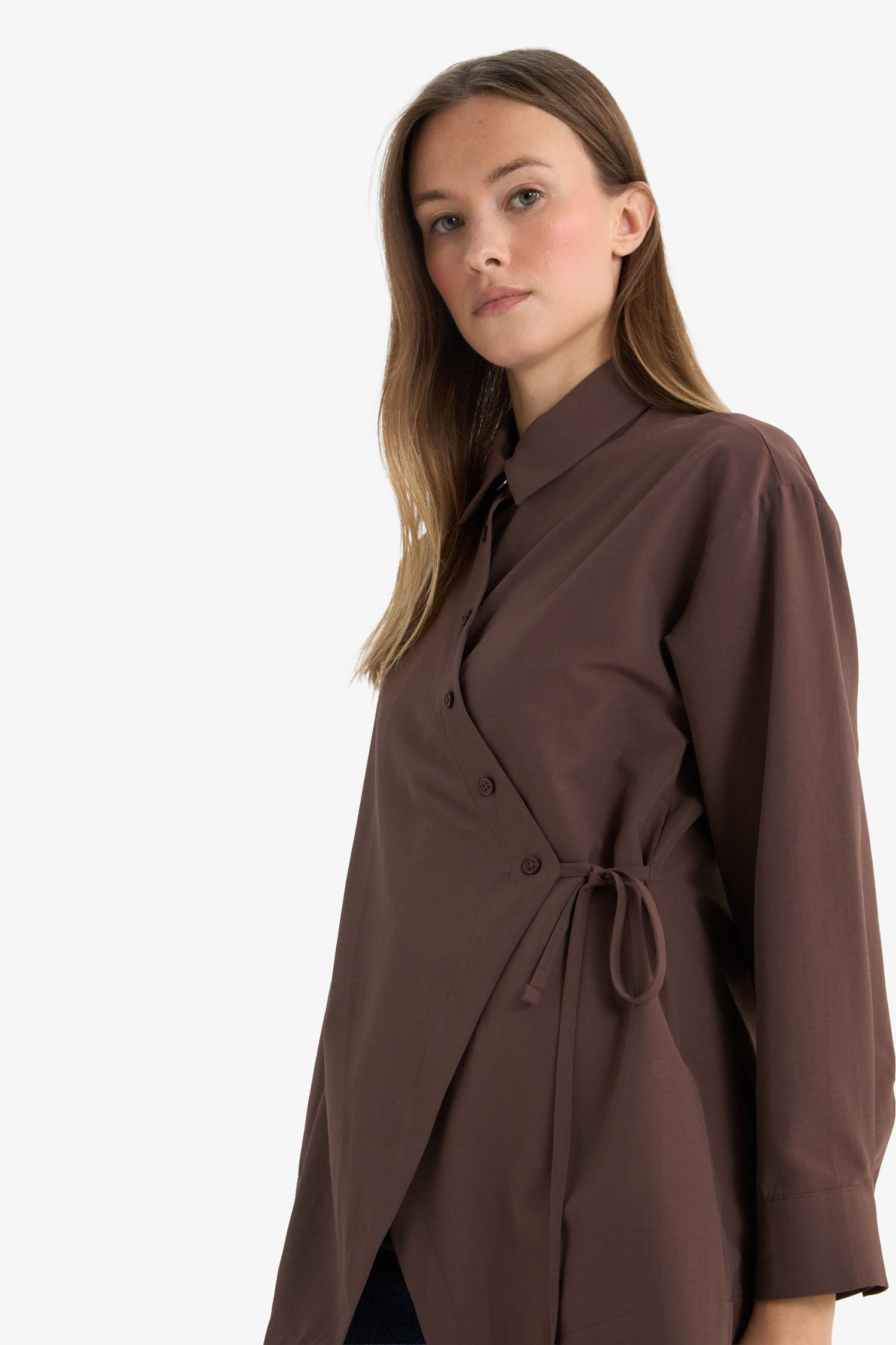 Regular Fit Poplin Shirt Collar Long Sleeve Tunic