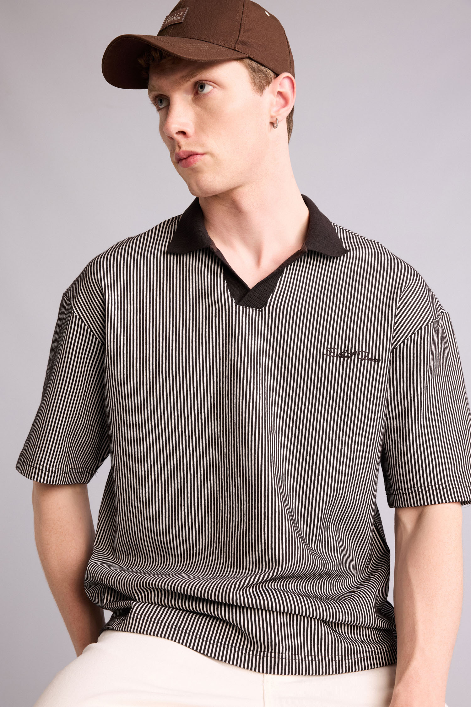 DeFacto Pamuklu Dokulu Boxy Fit Polo Tişört