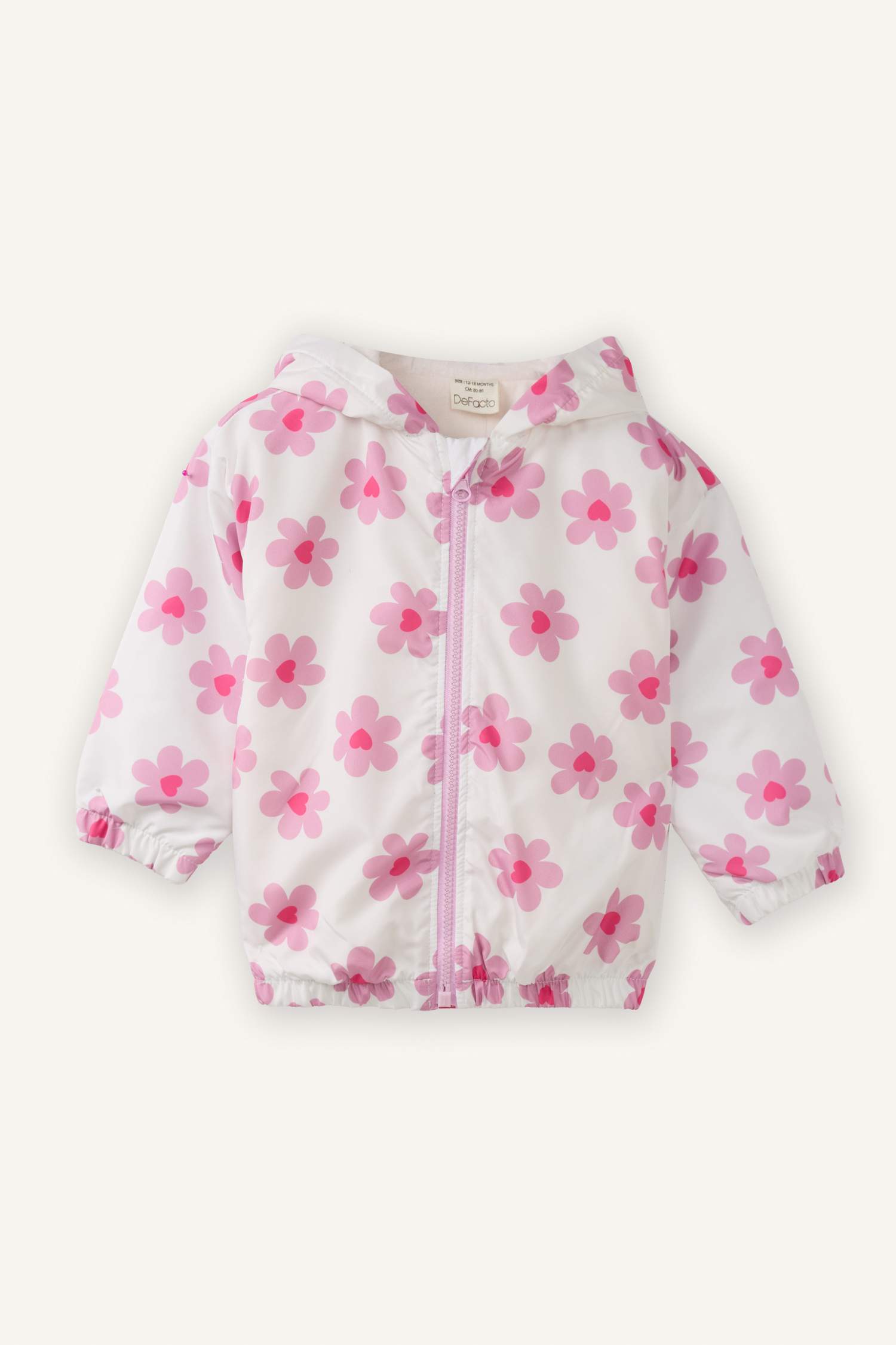 جاكيت بيبي بناتي مقاوم للماء بغطاء للرأس