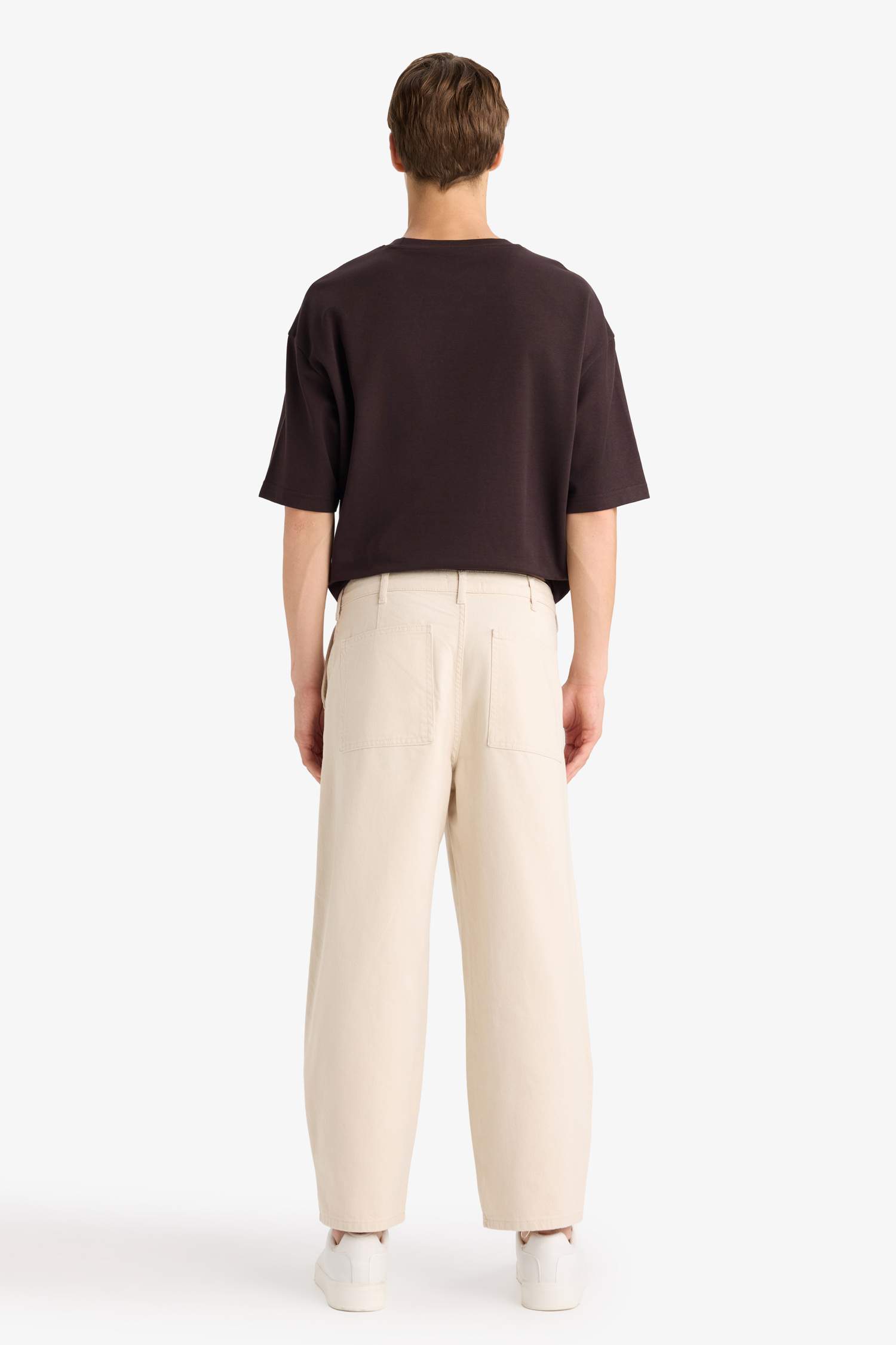 %100 Pamuk Tapered Wide Leg Fit Geniş Paça Jean Pantolon