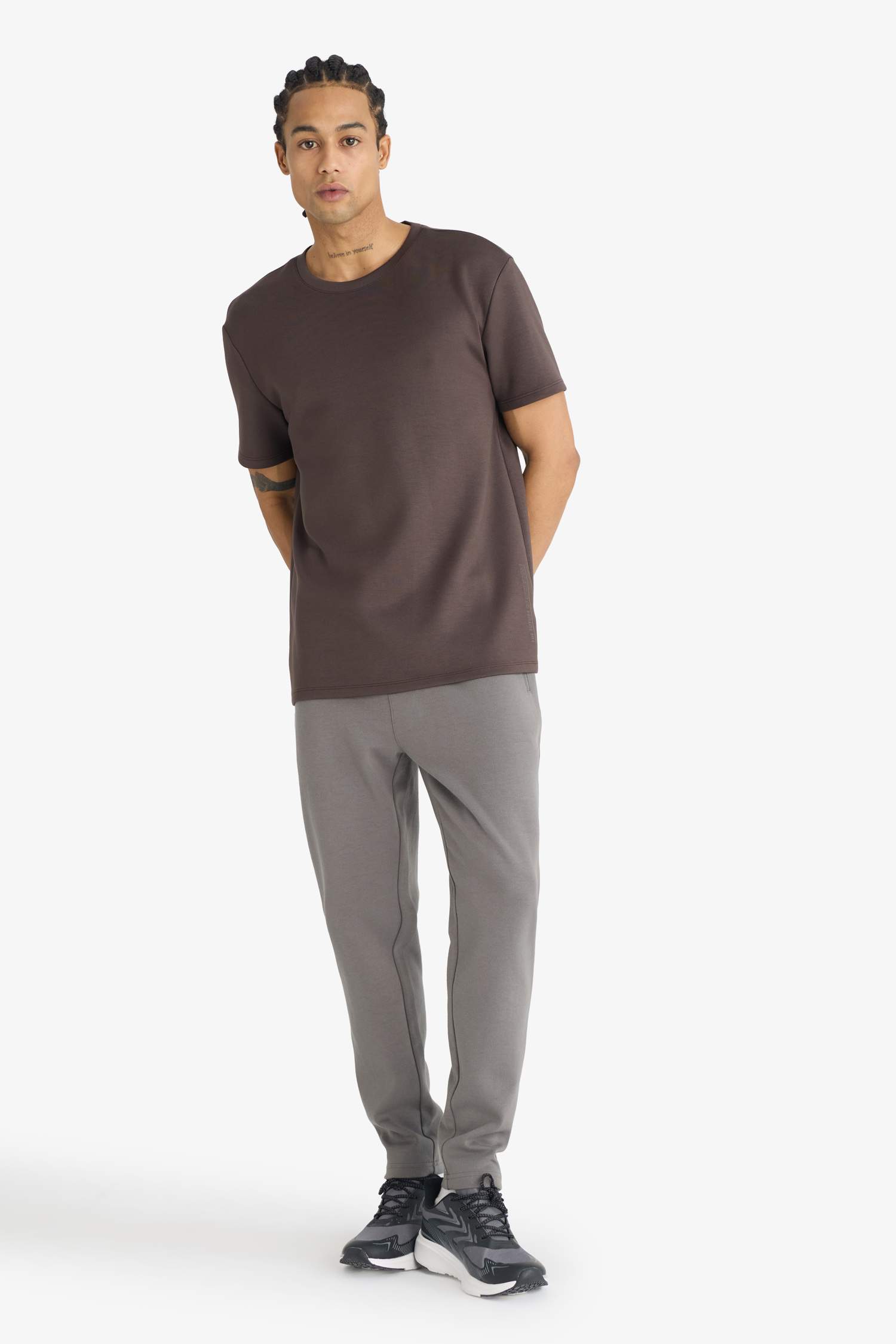 Standard Fit Crew Neck Side Printed Sports T-Shirt