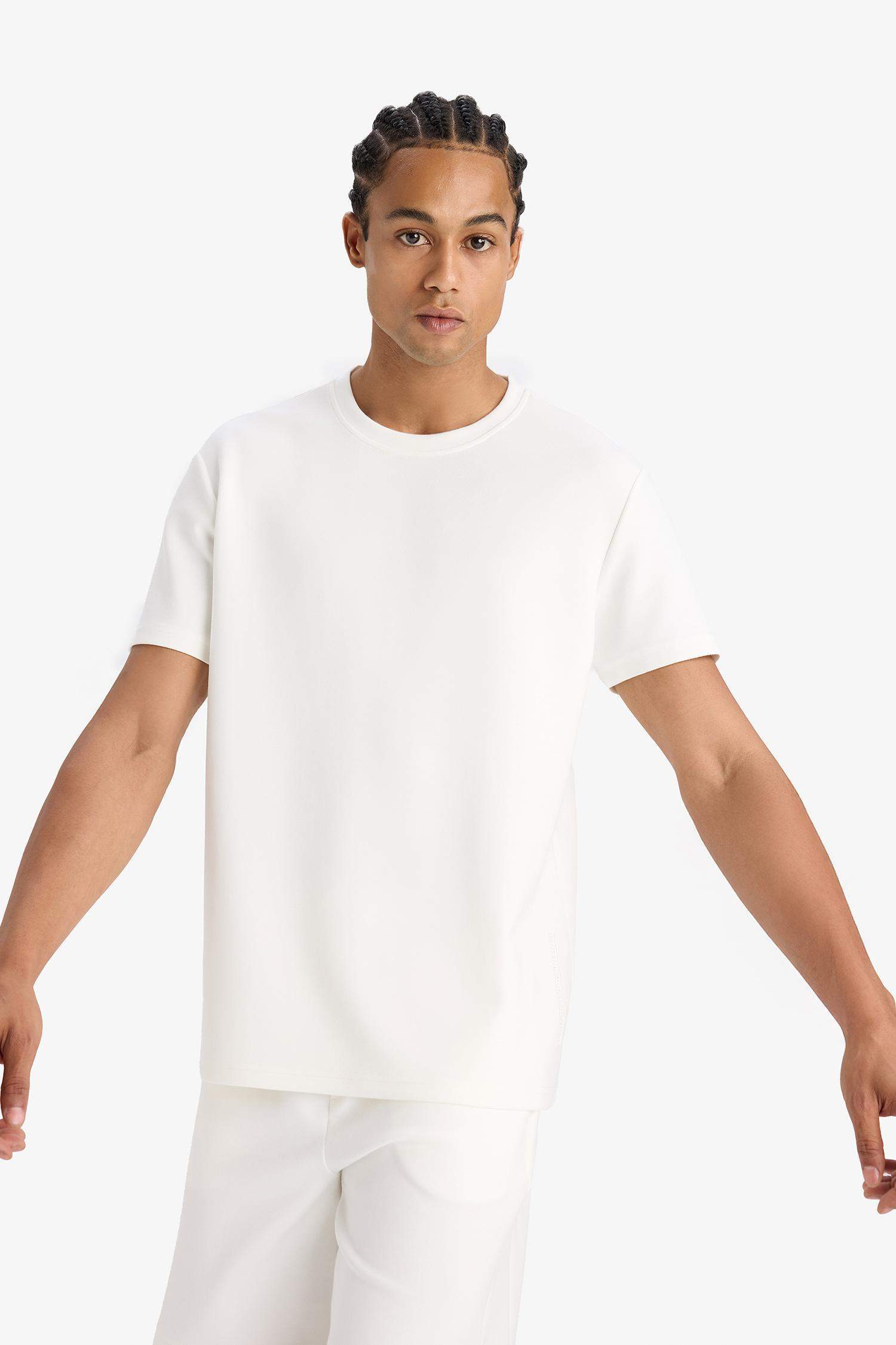 DeFactoFit Standart Fit Bisiklet Yaka Modal Baskılı Sporcu Kısa Kollu Tişört