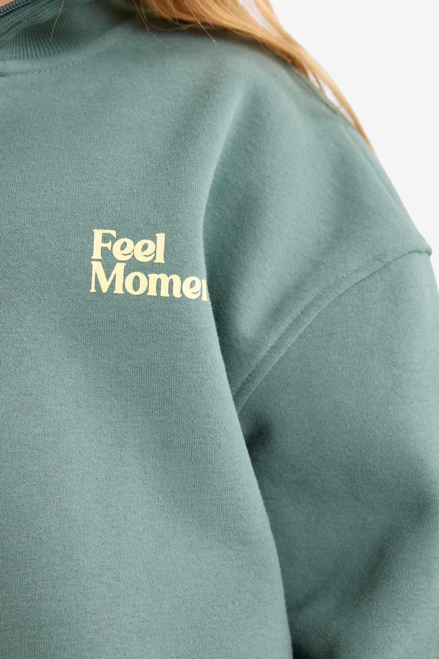 Kız Çocuk 2'li Takım Baskılı Yarım Fermuarlı Sweatshirt Geniş Paça Eşofman Altı