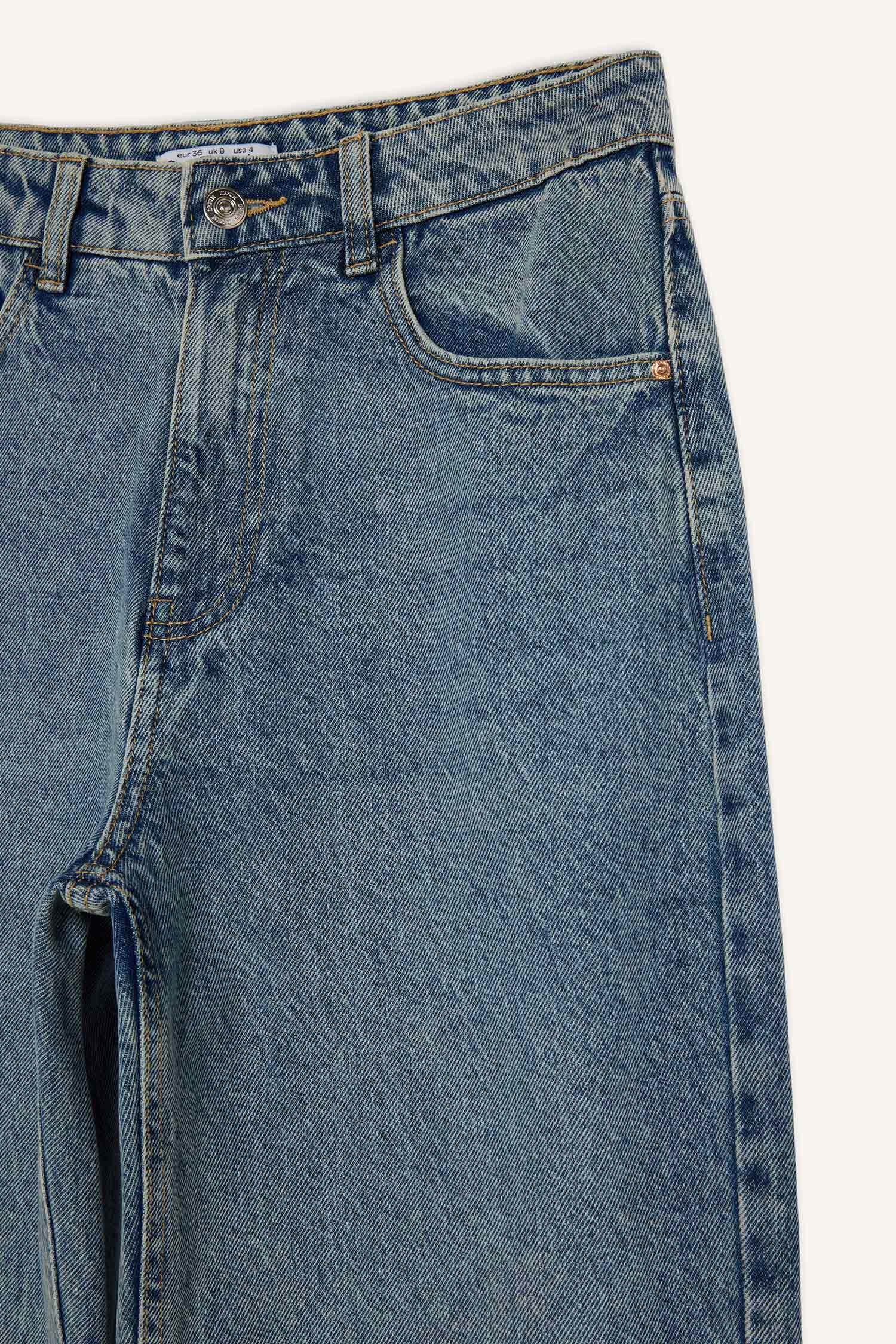 Straight Wide жоғары белді түзу балақты джинс шалбар