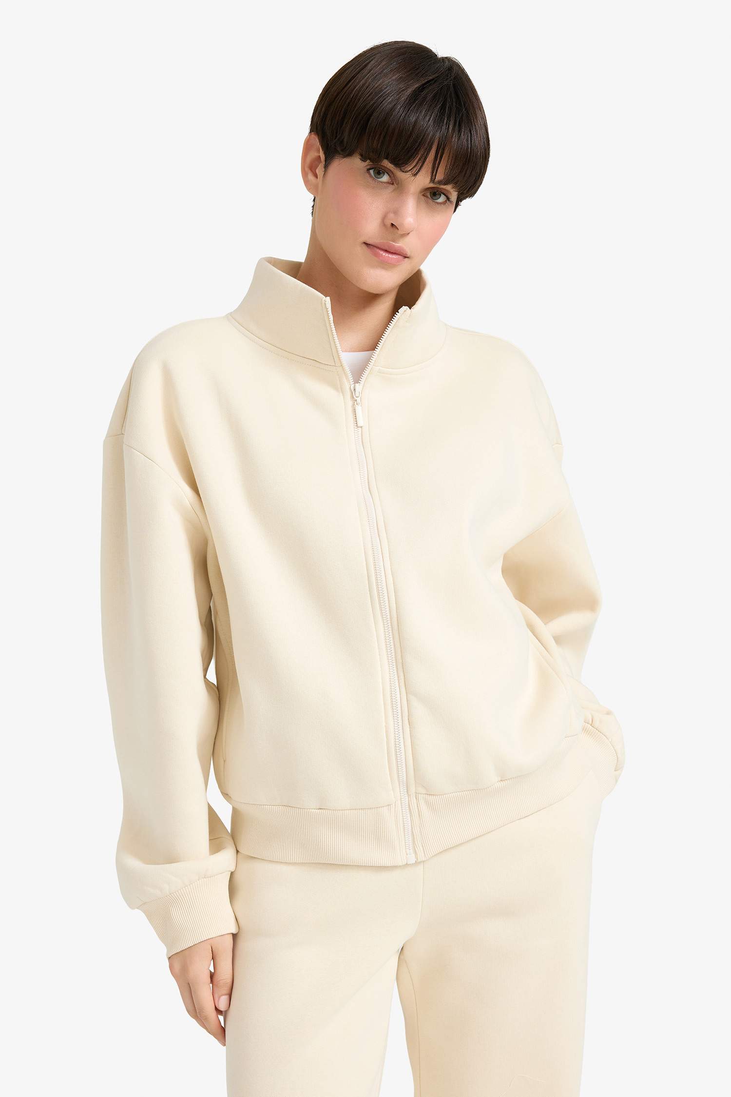 Relax Fit Thick Sweatshirt Fabric Cardigan